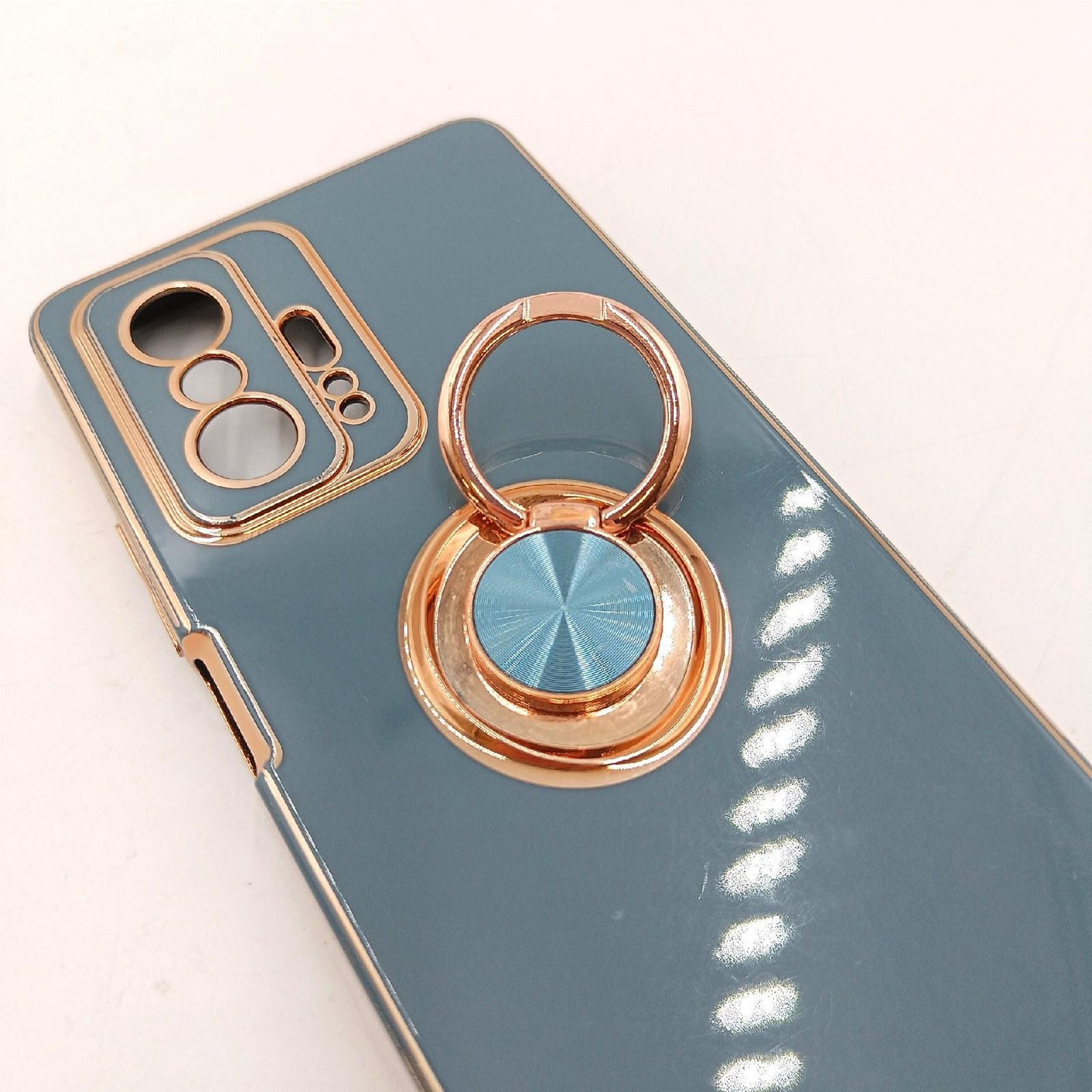 Xiaomi 11T Pro Silikonhülle Grau Kickstand Schutz Überzug Tasche Smartphone Cover