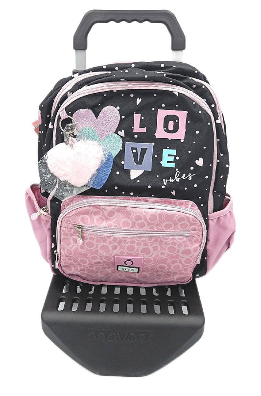 Enso Love Vibes Schulrucksack, doppelt, Fach mit Trolley, Rosa, 32 x 44 x 17 cm, Polyester, 23,94 l, Rosa, Schulrucksack mit doppeltem Fach und Trolley