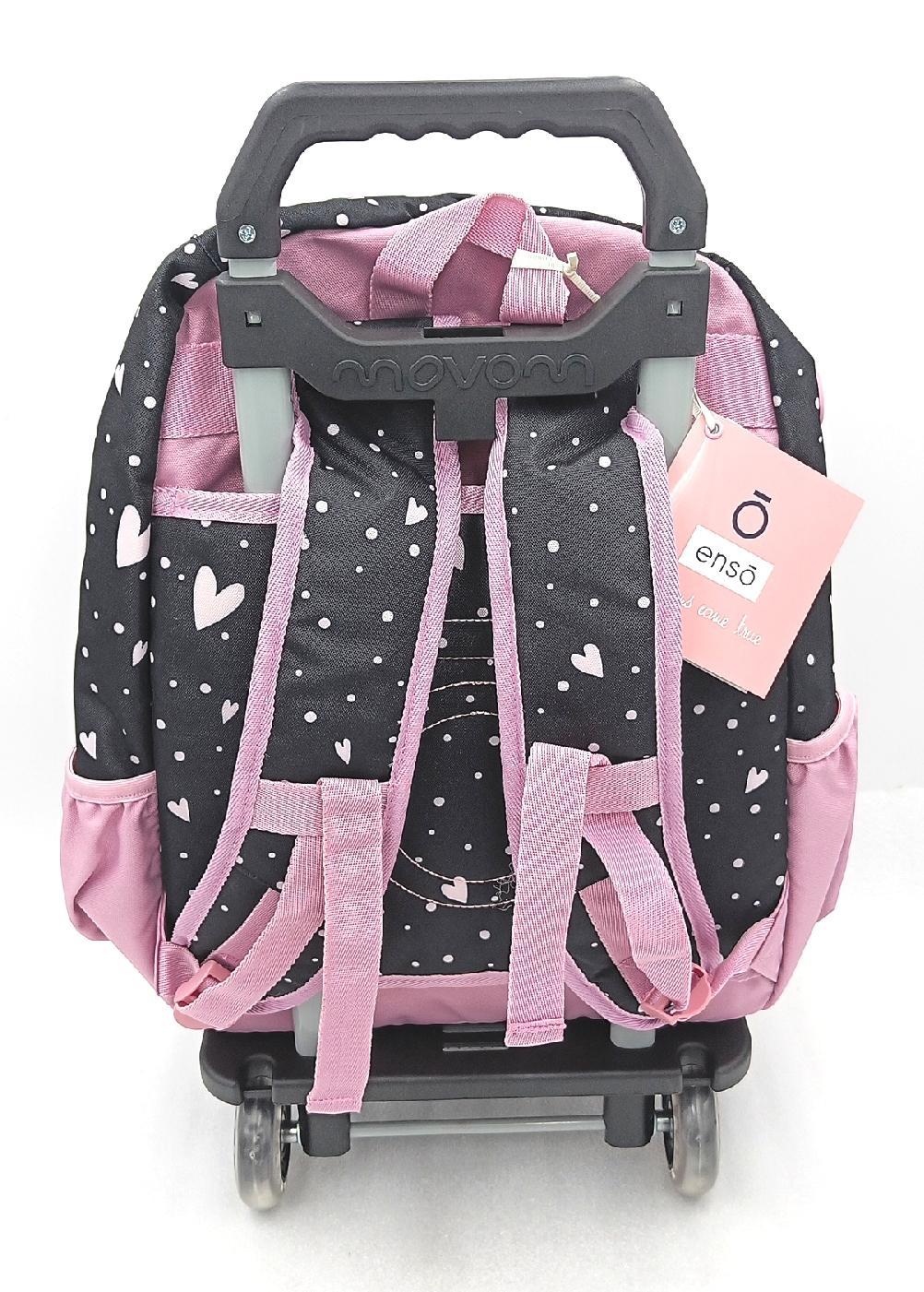 Enso Love Vibes Schulrucksack, doppelt, Fach mit Trolley, Rosa, 32 x 44 x 17 cm, Polyester, 23,94 l, Rosa, Schulrucksack mit doppeltem Fach und Trolley