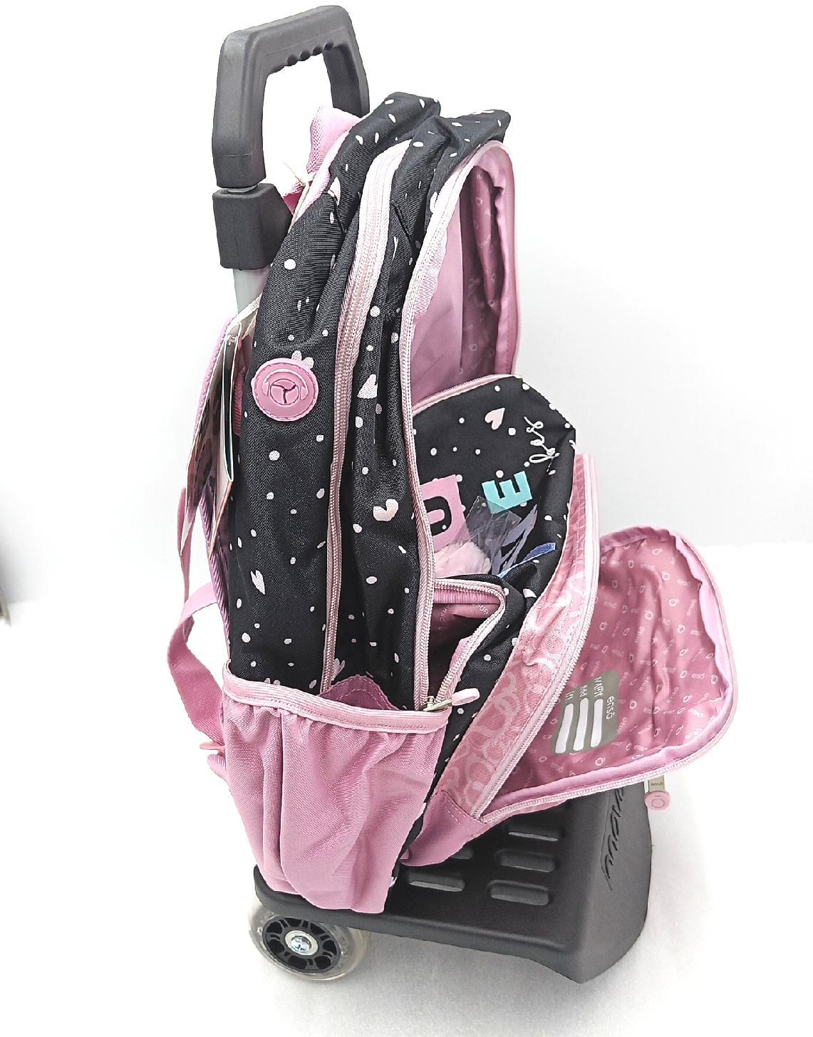 Enso Love Vibes Schulrucksack, doppelt, Fach mit Trolley, Rosa, 32 x 44 x 17 cm, Polyester, 23,94 l, Rosa, Schulrucksack mit doppeltem Fach und Trolley