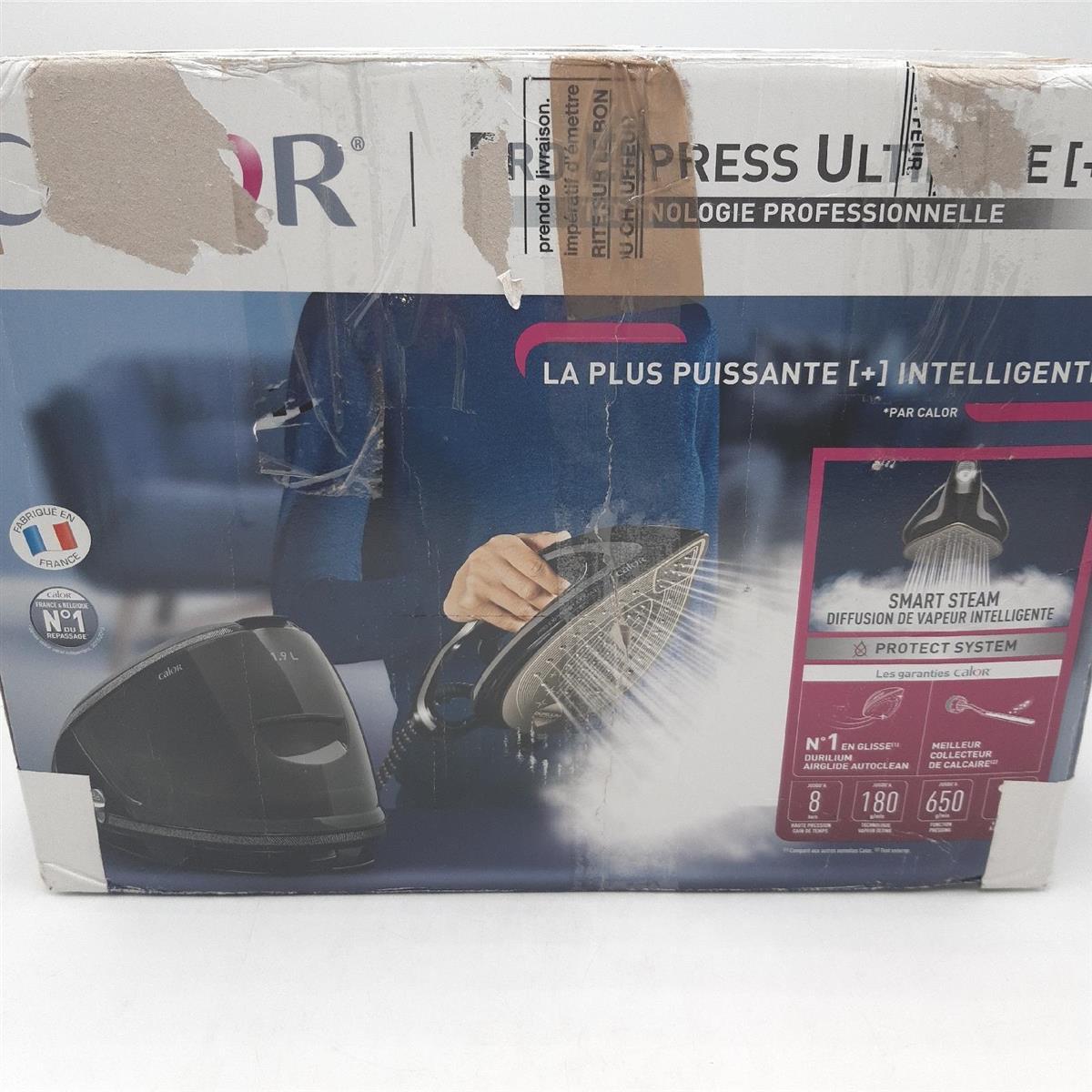 Calor Dampfbügelstation Pro Express Ultimate Care Hochdruck 8 bar 600 g Dampfstoß mit Schutz System Schwarz Silber