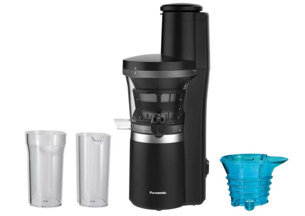 Panasonic Entsafter Saftpresse Slow Juicer MJ L700KXE mattschwarz 75 mm Öffnung schlankes Design praktisch sicher
