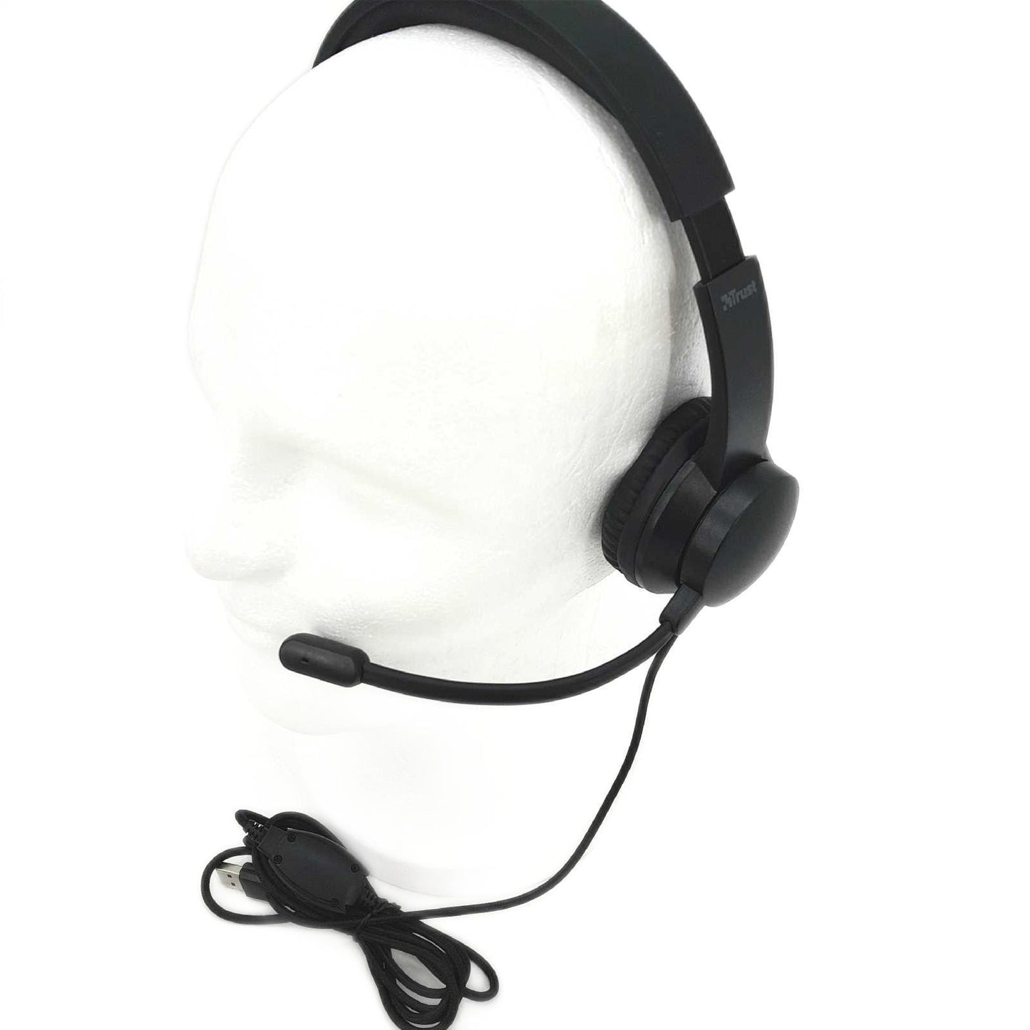 Trust Roha On-Ear USB Headset mit Mikrofon, Kopfhörer für PC/Laptop mit Mikro, 1.8 m Kabel, Weichen Ohrpolstern, für Office, Chat, Business, Skype, Teams, Videokonferenz, Zoom - Schwarz