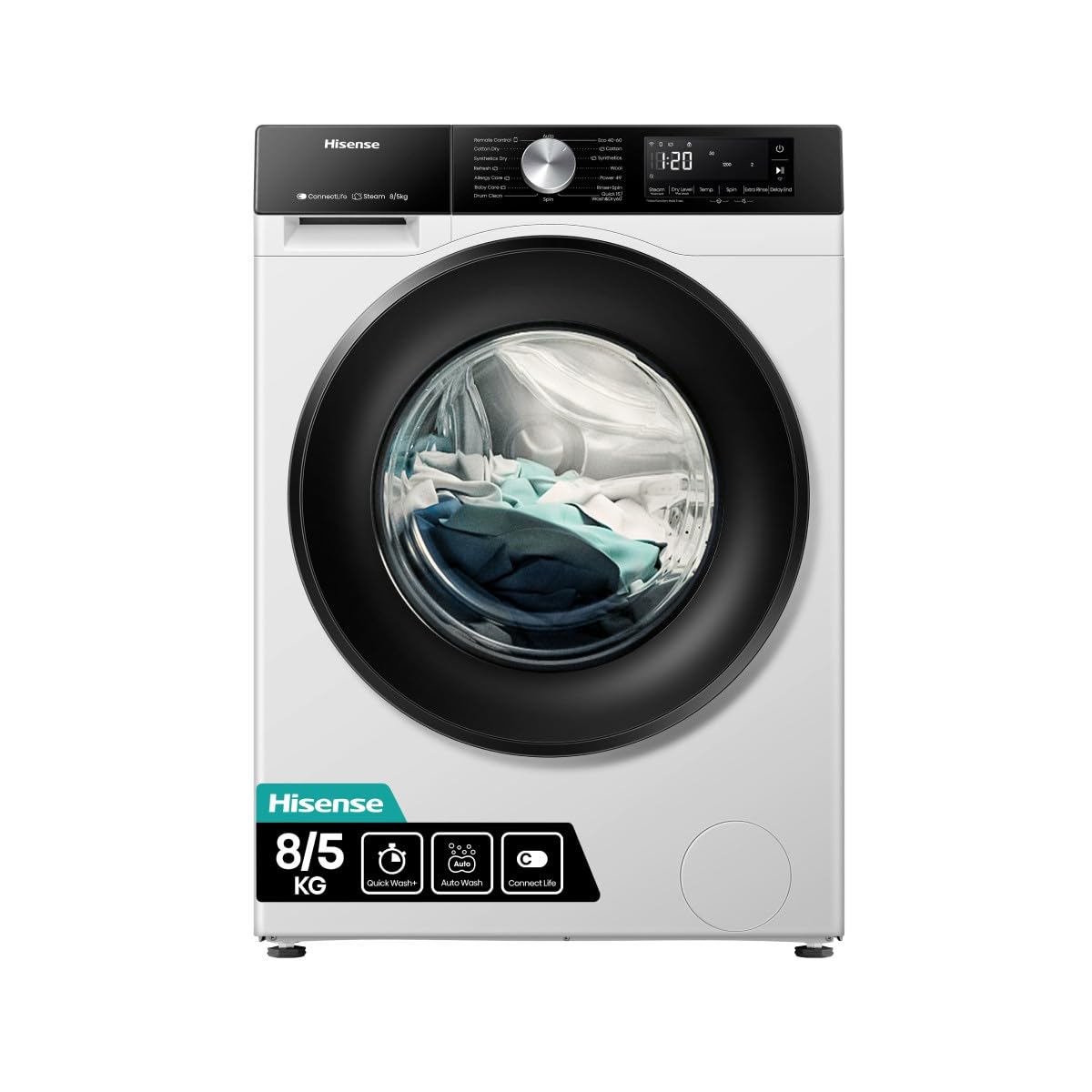 HISENSE Waschtrockner 3S Serie WD3S8043BW3, 8 kg, 5 kg, weiß
