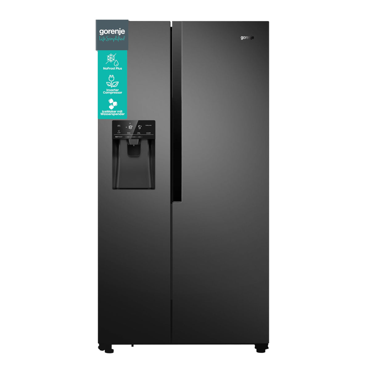 GORENJE Side-by-Side NRS9EVB, 179 cm, schwarz