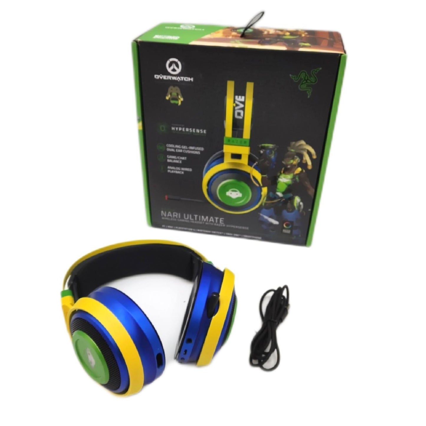 Razer Nari Ultimate Overwatch Lucio Edition Kabellos Ohne Dongle Ohrpolster beschädigt