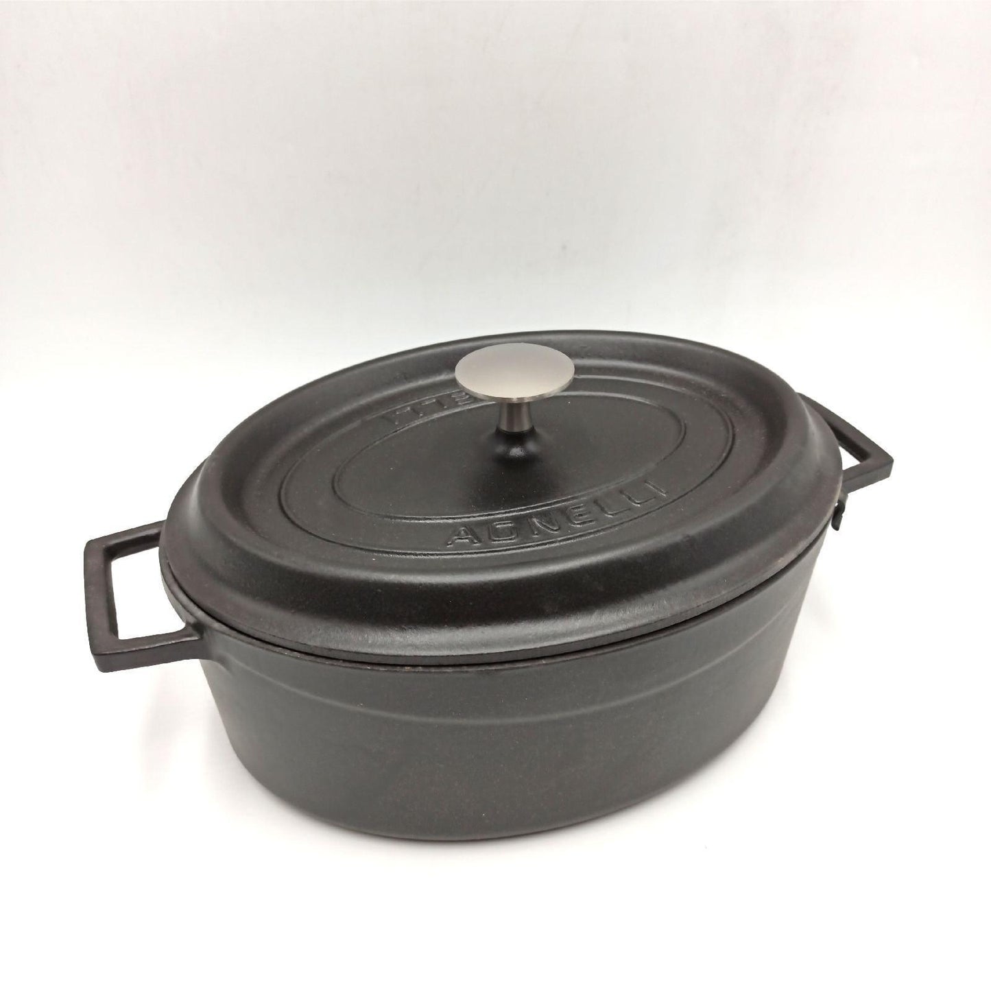 Pentole Agnelli Slowcook Kasserolle oval mit 2 Griffen, aus Gusseisen 4.8 litri Mattschwarz