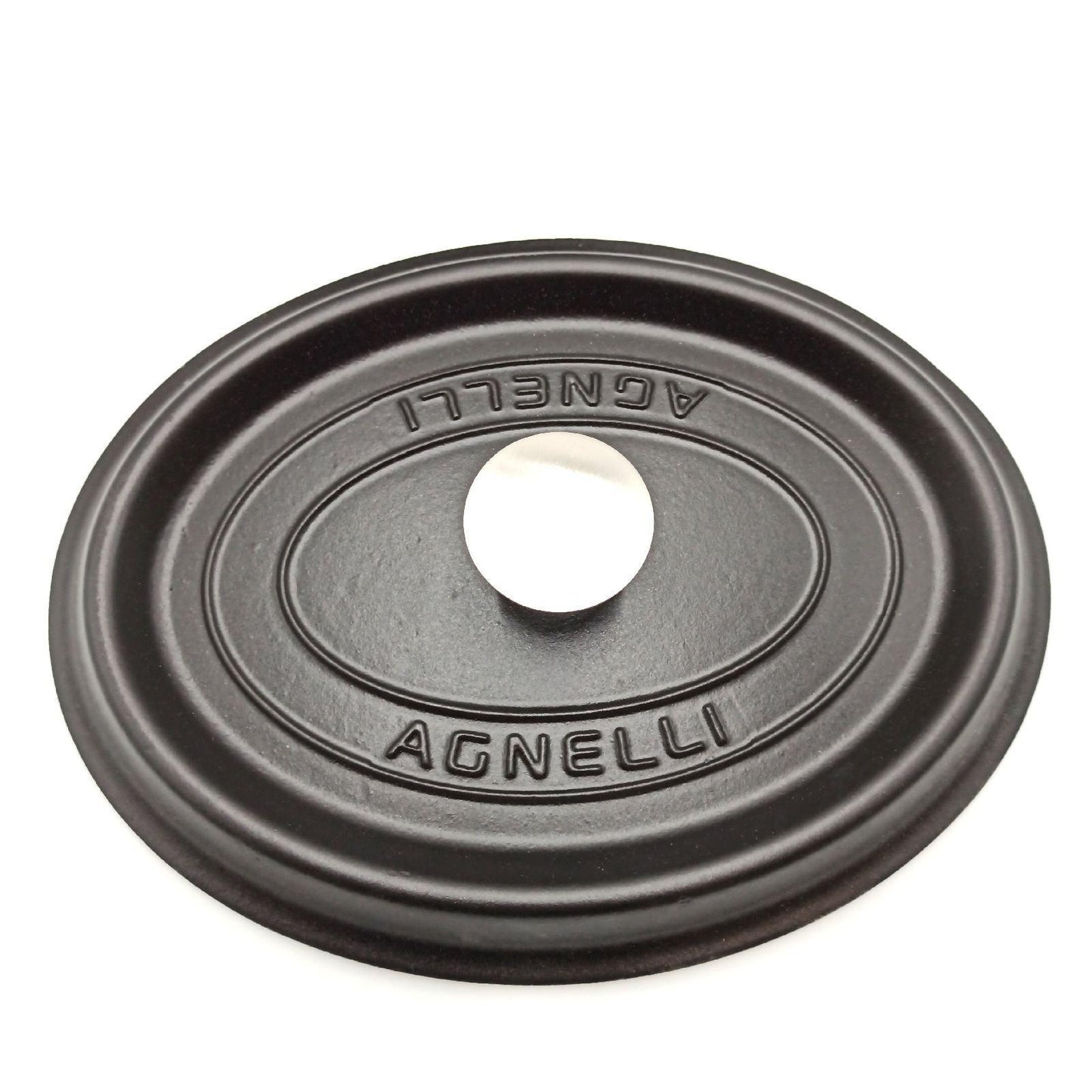 Pentole Agnelli Slowcook Kasserolle oval mit 2 Griffen, aus Gusseisen 4.8 litri Mattschwarz