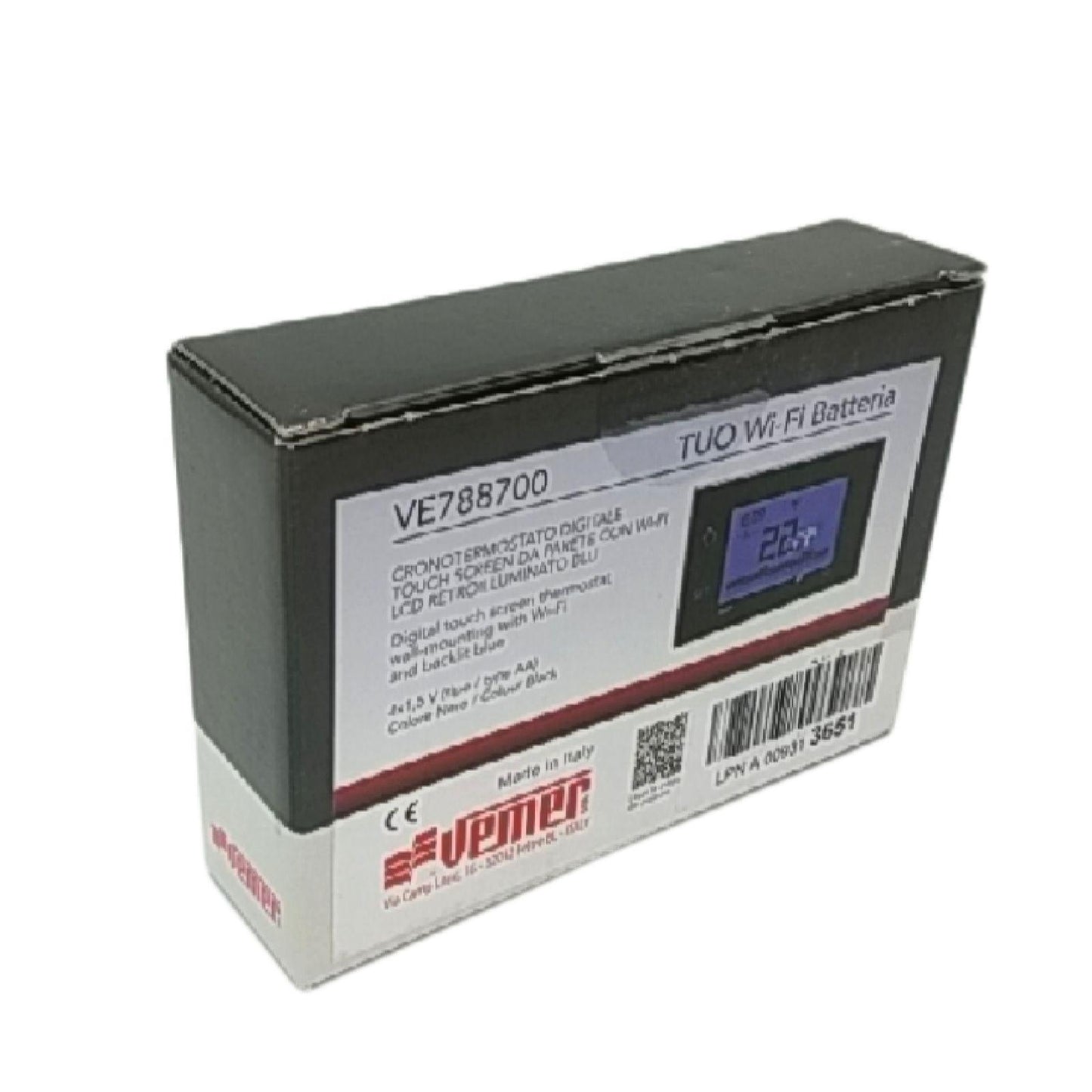VEMER VE788700 TUO WiFi Batterie - Thermostat Heizung Smart Home, WLAN Raumthermostat, Wochenprogrammierung, Steuerbar mit APP über Smartphone mit iOS und Android, Schwarz