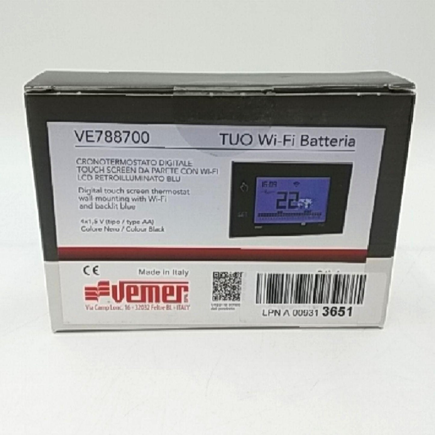 VEMER VE788700 TUO WiFi Batterie - Thermostat Heizung Smart Home, WLAN Raumthermostat, Wochenprogrammierung, Steuerbar mit APP über Smartphone mit iOS und Android, Schwarz
