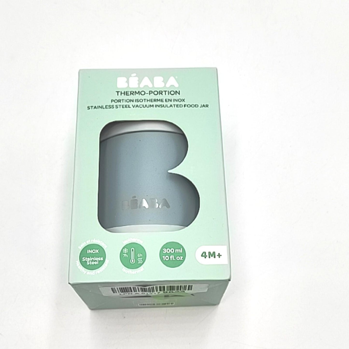 BEABA Thermobehälter Babyausstattung Trinkflasche 300 ml Grau Grün isol