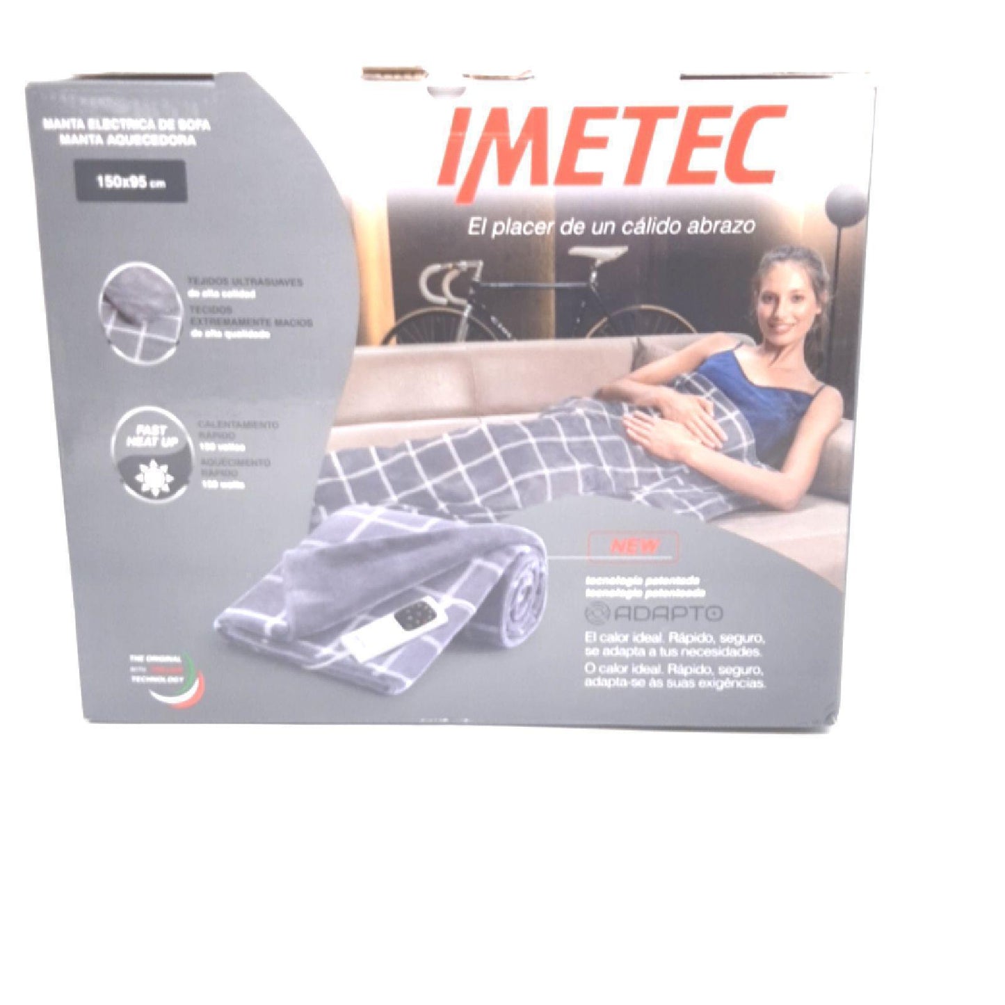 Imetec Adapto Velvet Square Elektrische Bettdecke 150 x 95 cm Samtiger Stoff Smart.scheduler