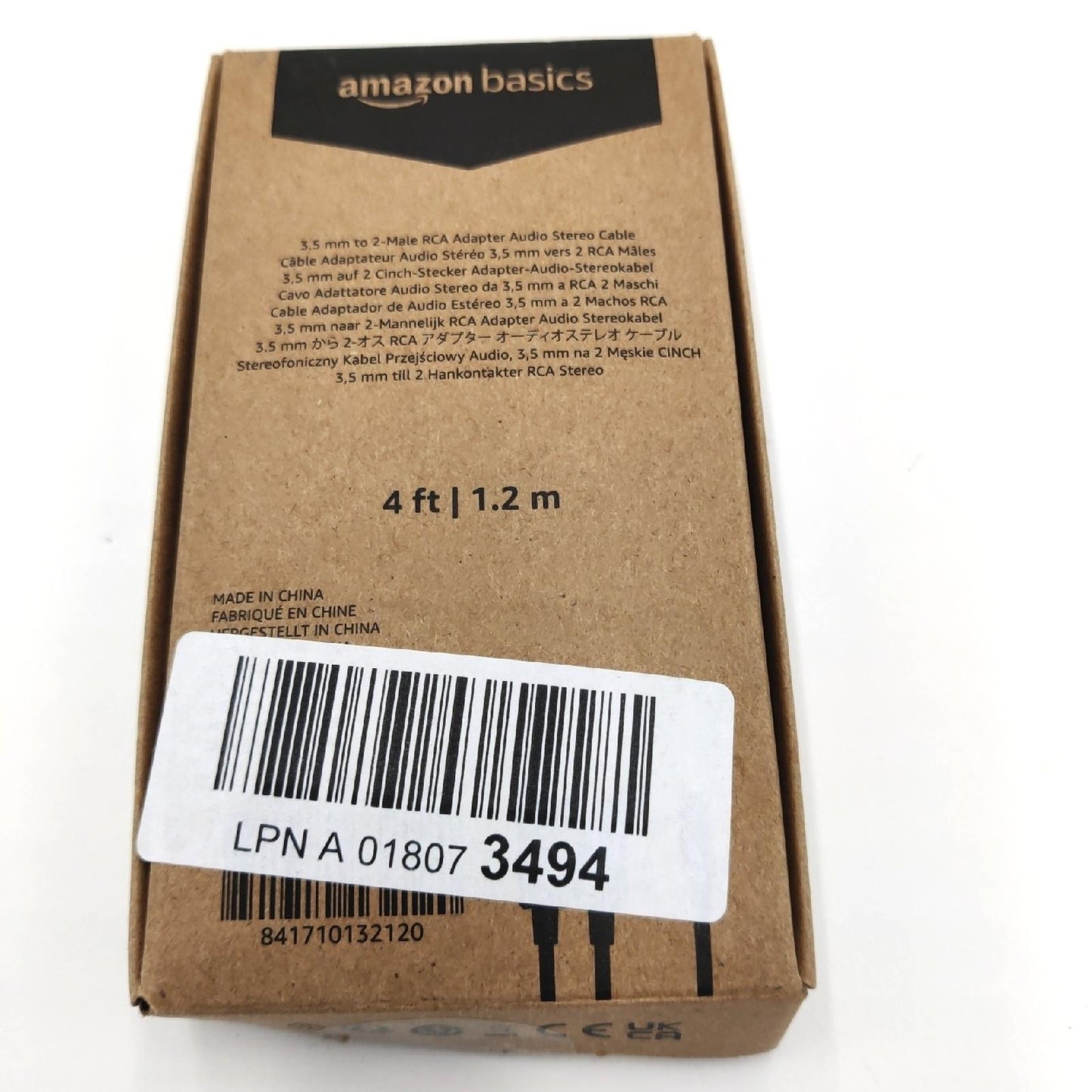 Amazon Basics Audiokabel Kabel Zubehör 3.5 Aux auf 2 RCA Adapter schwarz vergold