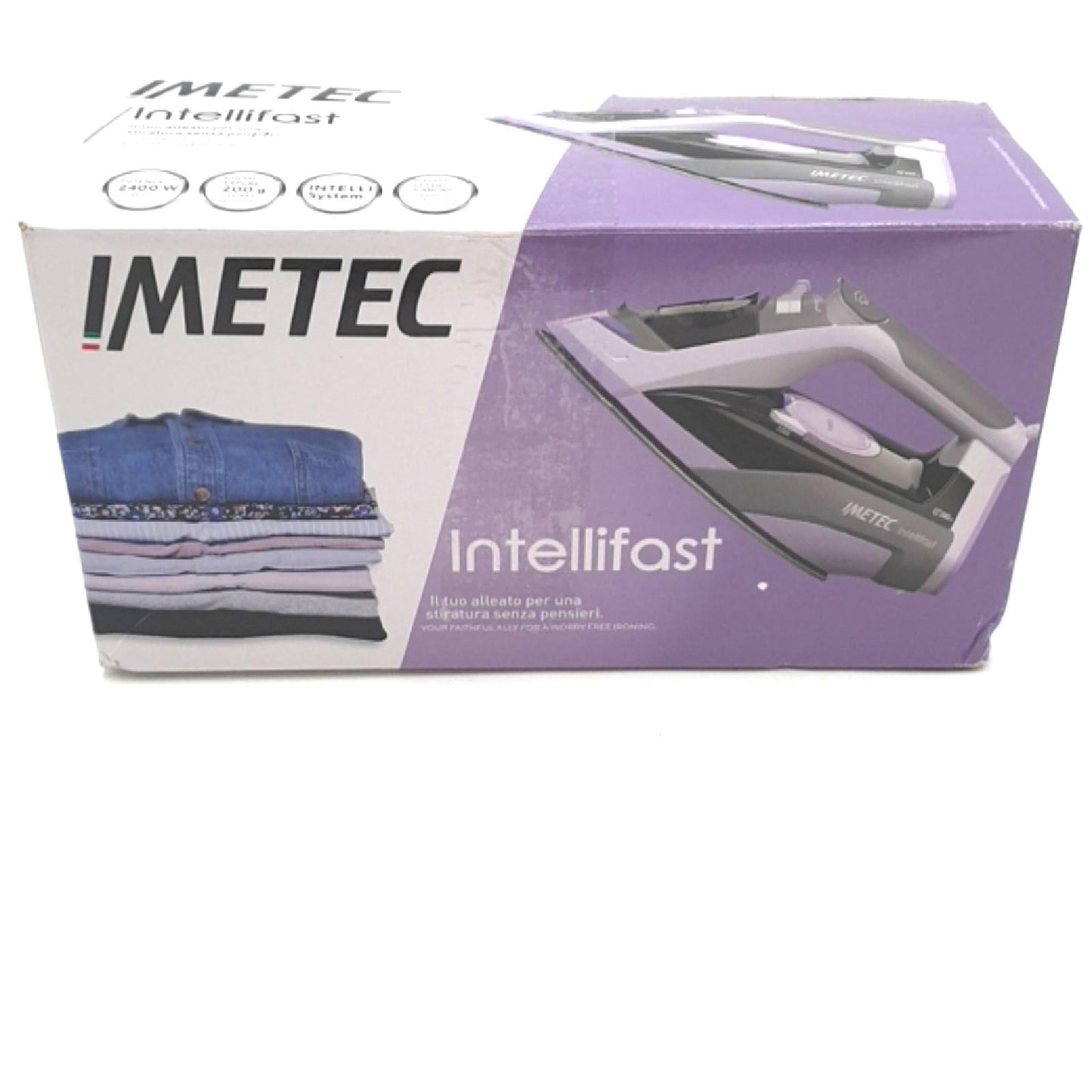 Imetec Intellifast, Dampfbügeleisen,Ceramic Diamond Bügelsohle,Intelli System Technologie,Automatische Dampf und Temperatureinstellung,Dreifacher Anti-Kalk-Schutz, 2400 W,1.90m Kabel
