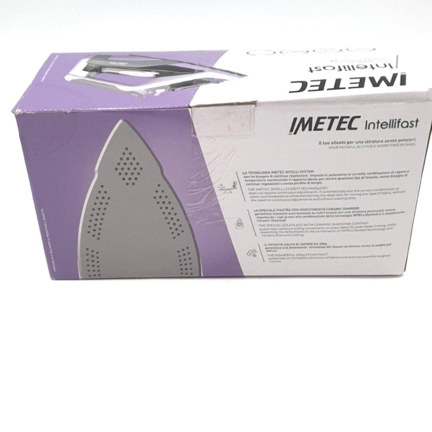 Imetec Intellifast, Dampfbügeleisen,Ceramic Diamond Bügelsohle,Intelli System Technologie,Automatische Dampf und Temperatureinstellung,Dreifacher Anti-Kalk-Schutz, 2400 W,1.90m Kabel