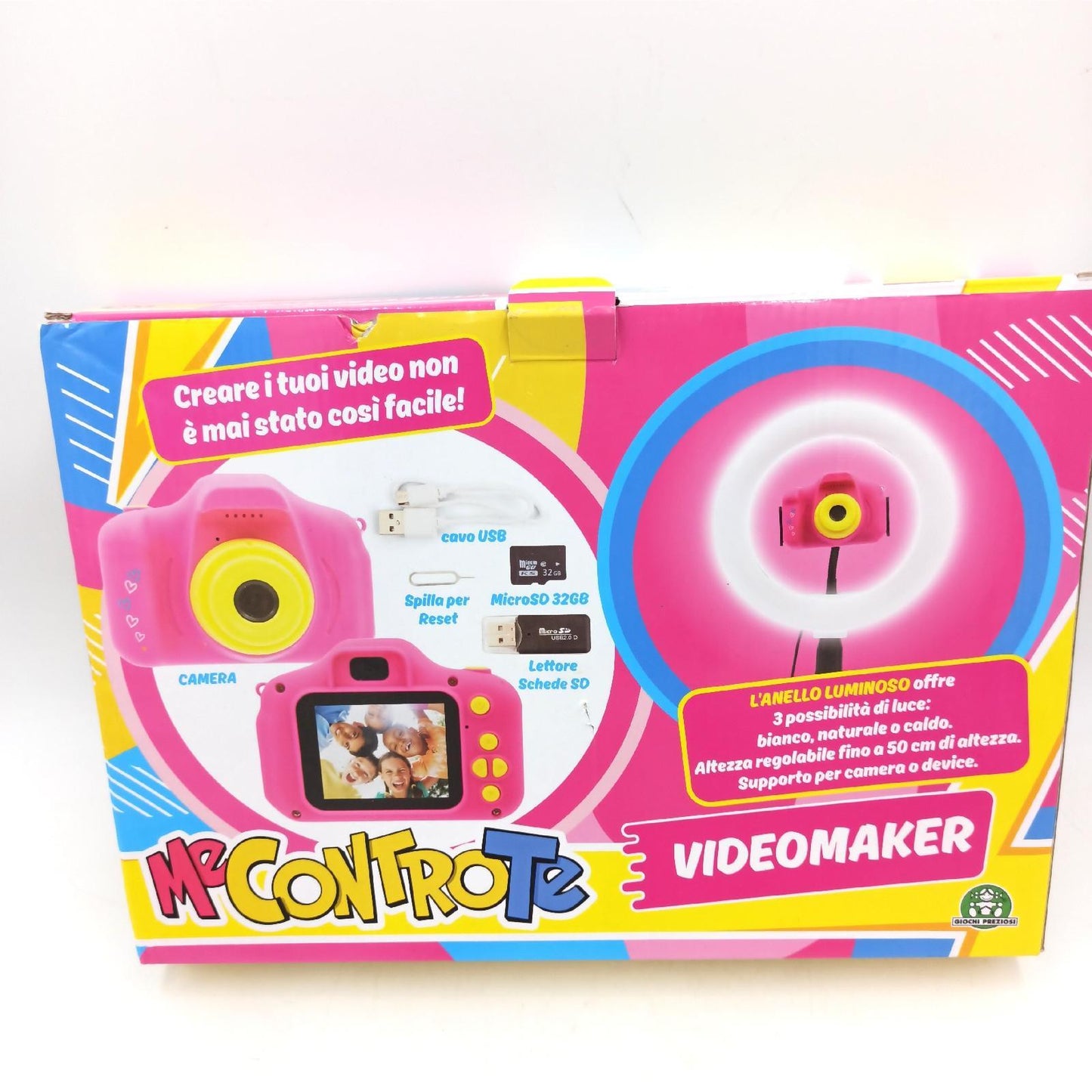 Giochi Preziosi Me Contro Te Studio Maker, Digitalkamera für Kinder mit verstellbarem Stativ, für Kinder von 4 bis 8 Jahren, Farbbildschirm 2 Zoll, 32G Karte, Schnellladung
