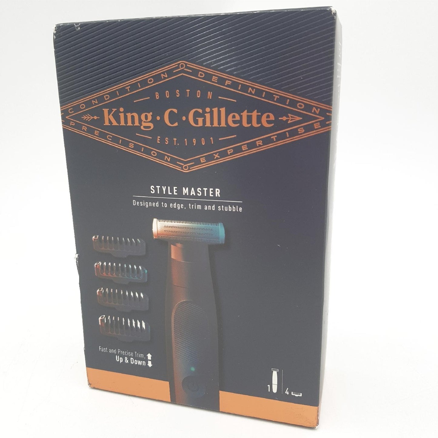 King C Gillette Kurzbartschneider Bartpflege Style Master 4 D Klinge kabellos praktisch leicht und präzise schneiden