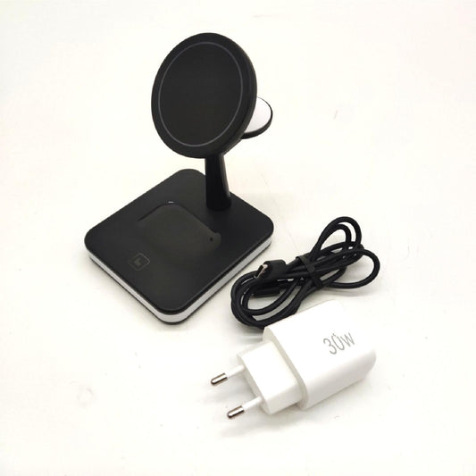 Magnetische kabellose Ladestation, Samaray 4 in 1 Tischlampenladegerät 15 W Schnellladestation mit 30 W Pd-Adapter