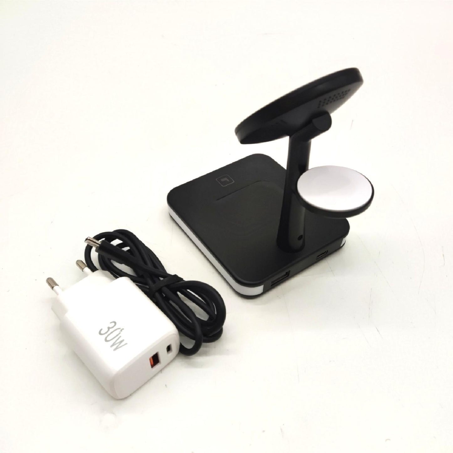 Magnetische kabellose Ladestation, Samaray 4 in 1 Tischlampenladegerät 15 W Schnellladestation mit 30 W Pd-Adapter