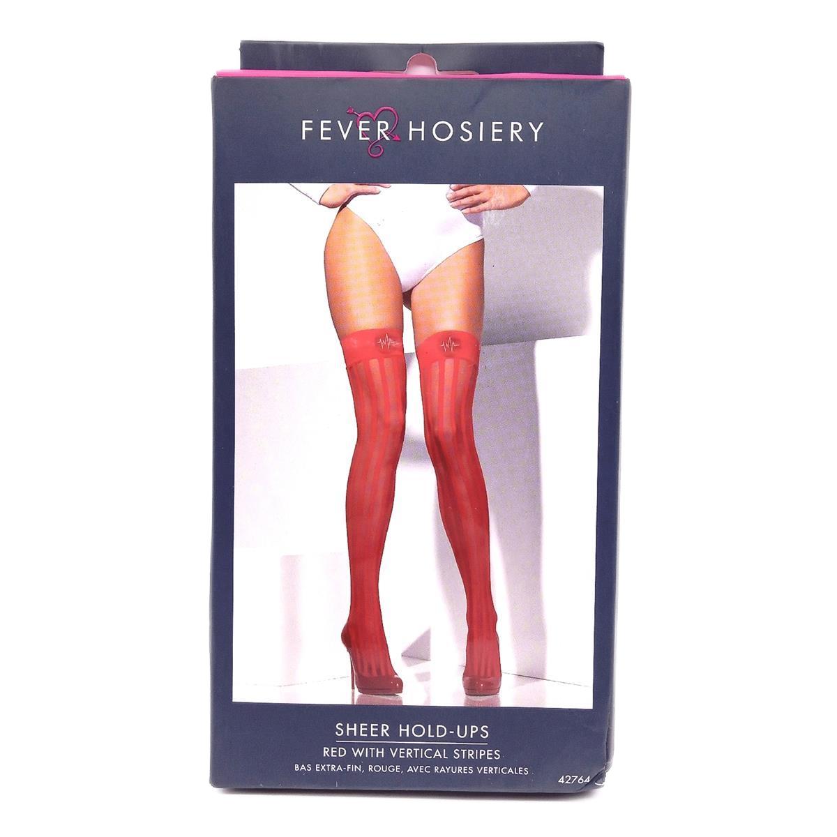 Smiffys Strümpfe Damenmode Halterlose Strümpfe Fever Längsstreifen Kreuzmotiv Rot One Size elegant sexy