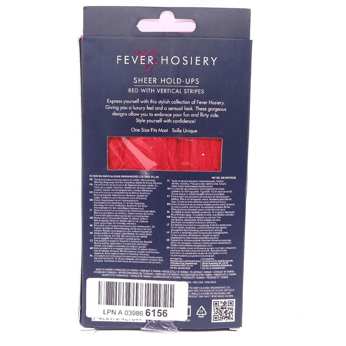 Smiffys Strümpfe Damenmode Halterlose Strümpfe Fever Längsstreifen Kreuzmotiv Rot One Size elegant sexy