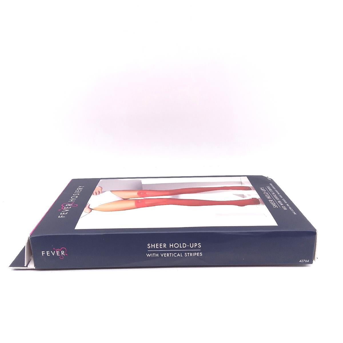 Smiffys Strümpfe Damenmode Halterlose Strümpfe Fever Längsstreifen Kreuzmotiv Rot One Size elegant sexy