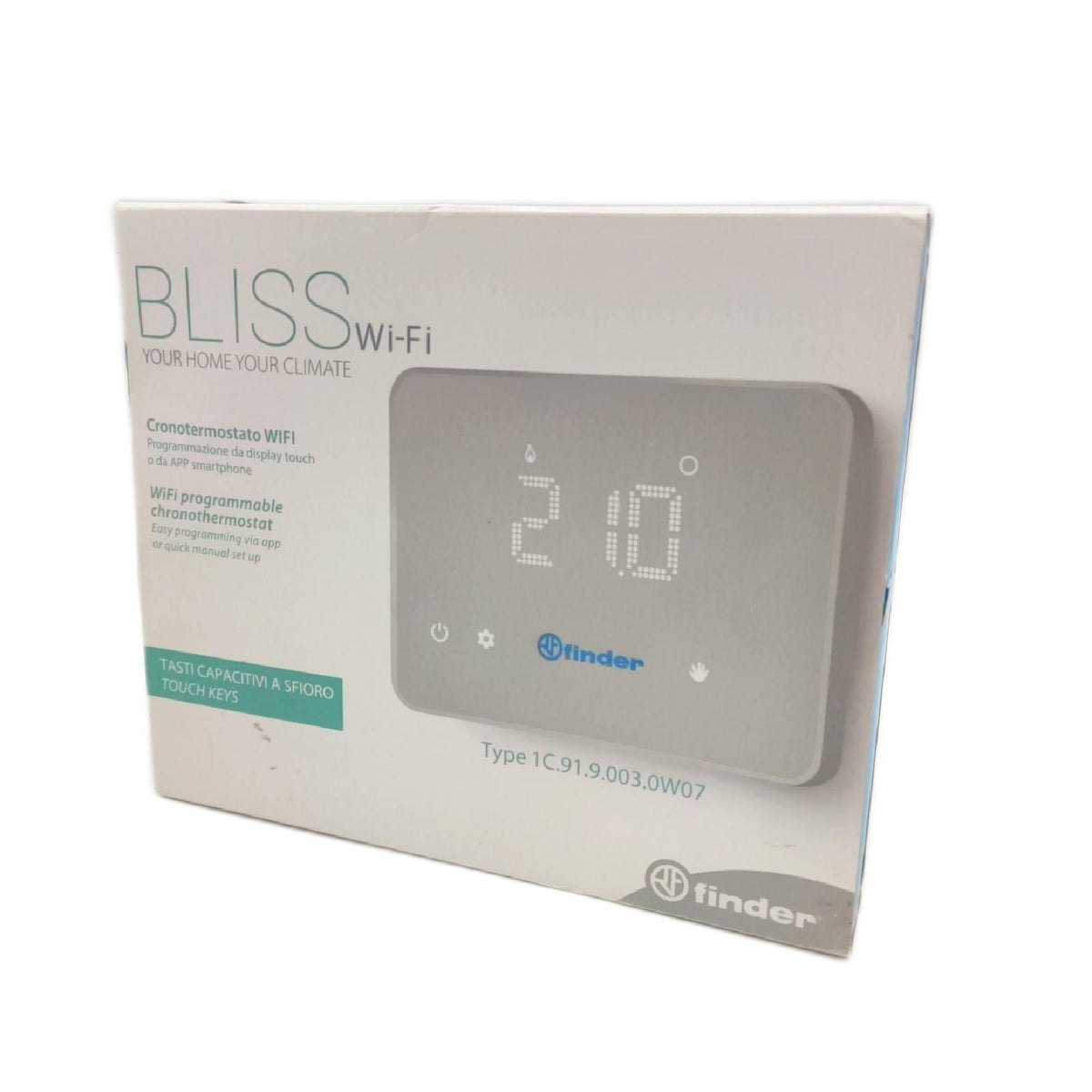 finder Digitaler Chronothermostat Typ 1C9190030W07 - Serie 1C Finder  Superficie Bianca Opaca