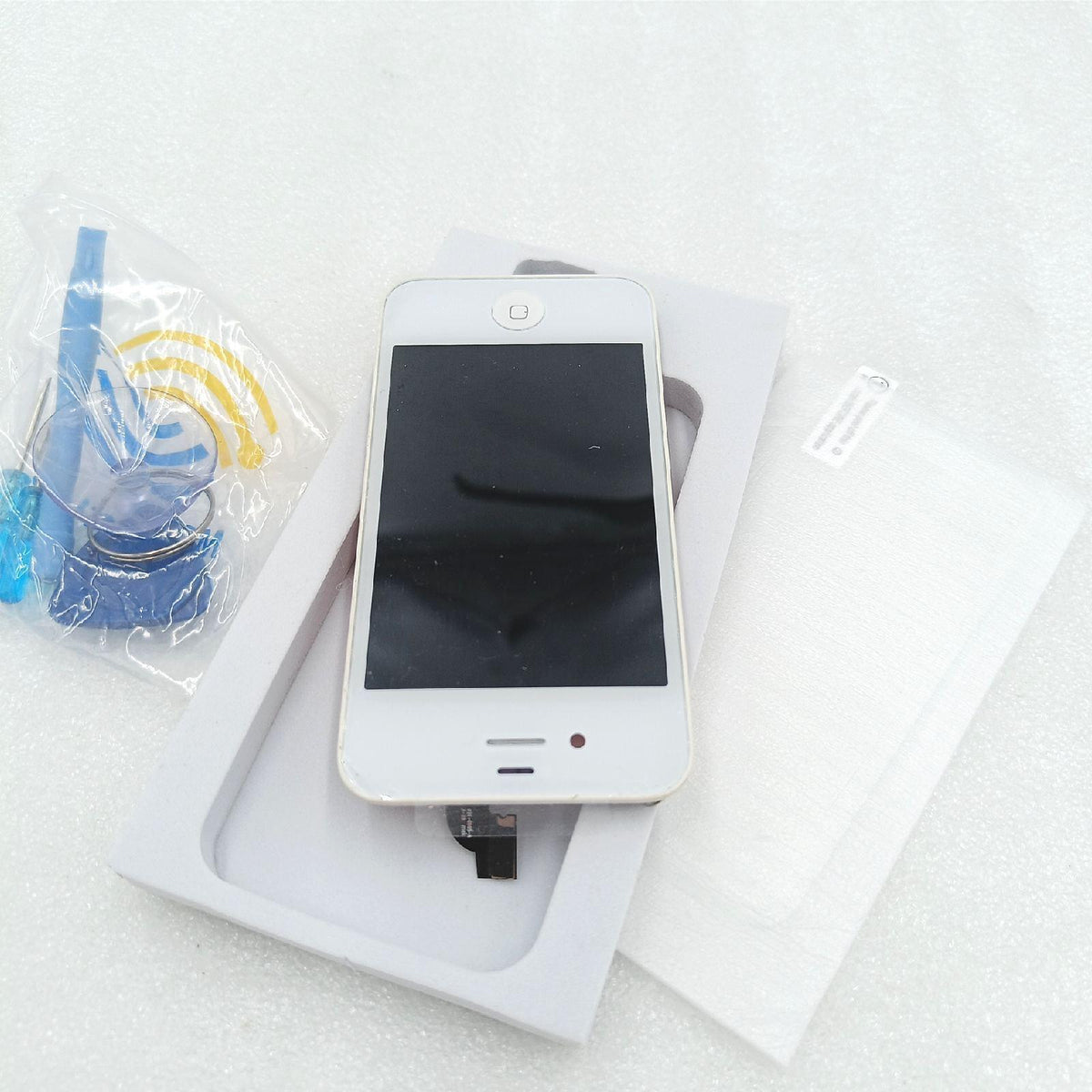 Mobilevie LCD Bildschirm Retina + Touchscreen Alle Voll Montiert Auf Chassis Für iPhone - Weiß  iPhone 4