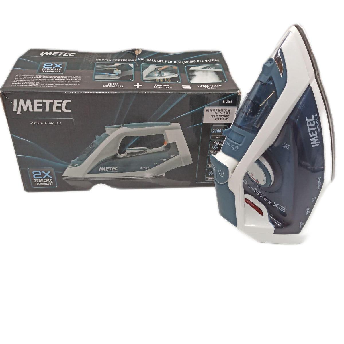 Imetec ZeroCalc Z1 2500 Bügeleisen Edelstahlsohle 2200 Watt Energiesparend