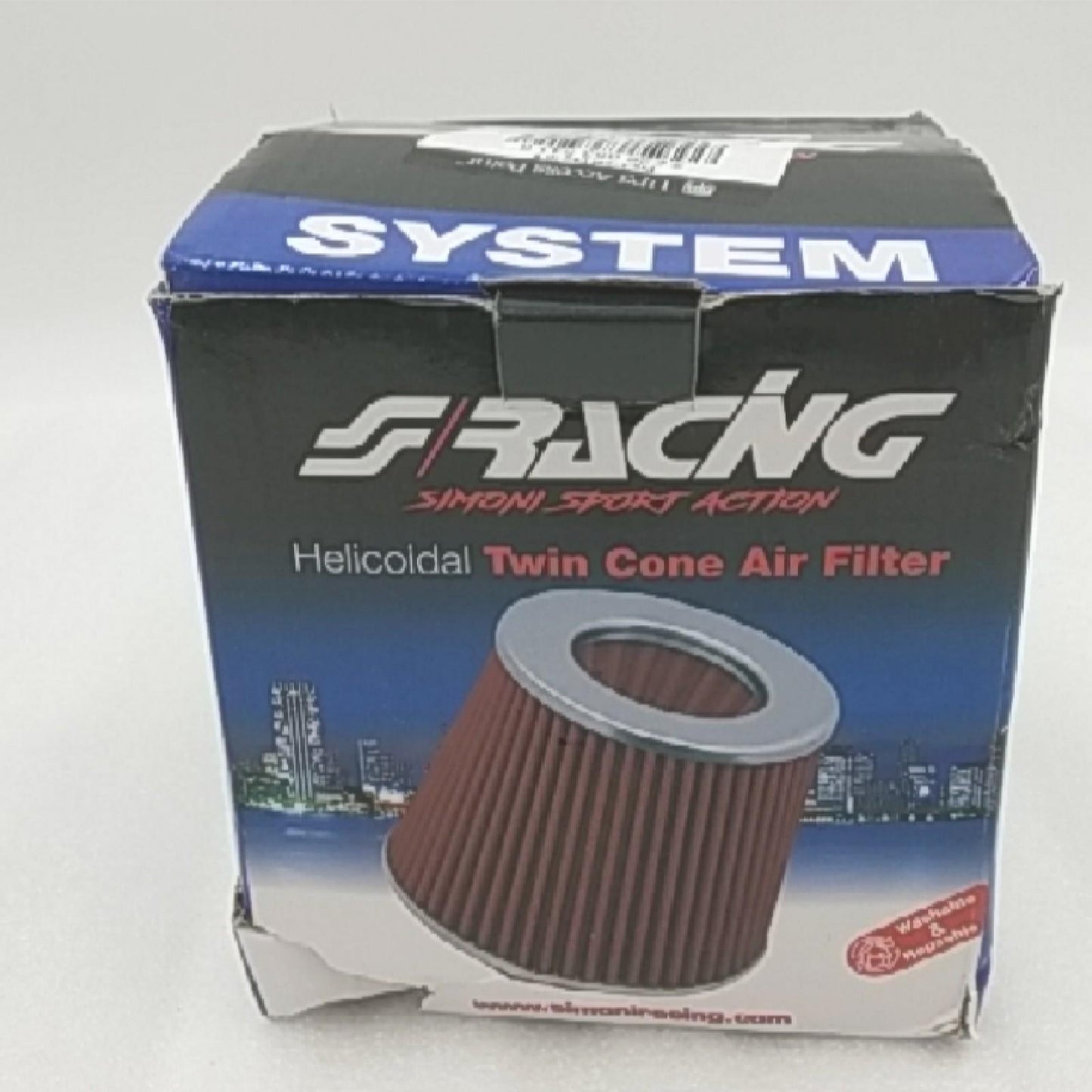 Simoni Racing FSR/UA Helicoidal Double Cone Filter, Chrome Cap, Red Cotton