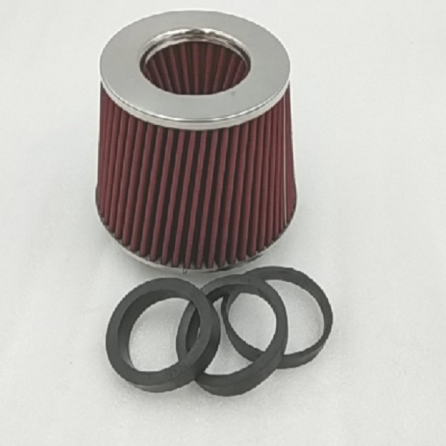 Simoni Racing FSR/UA Helicoidal Double Cone Filter, Chrome Cap, Red Cotton