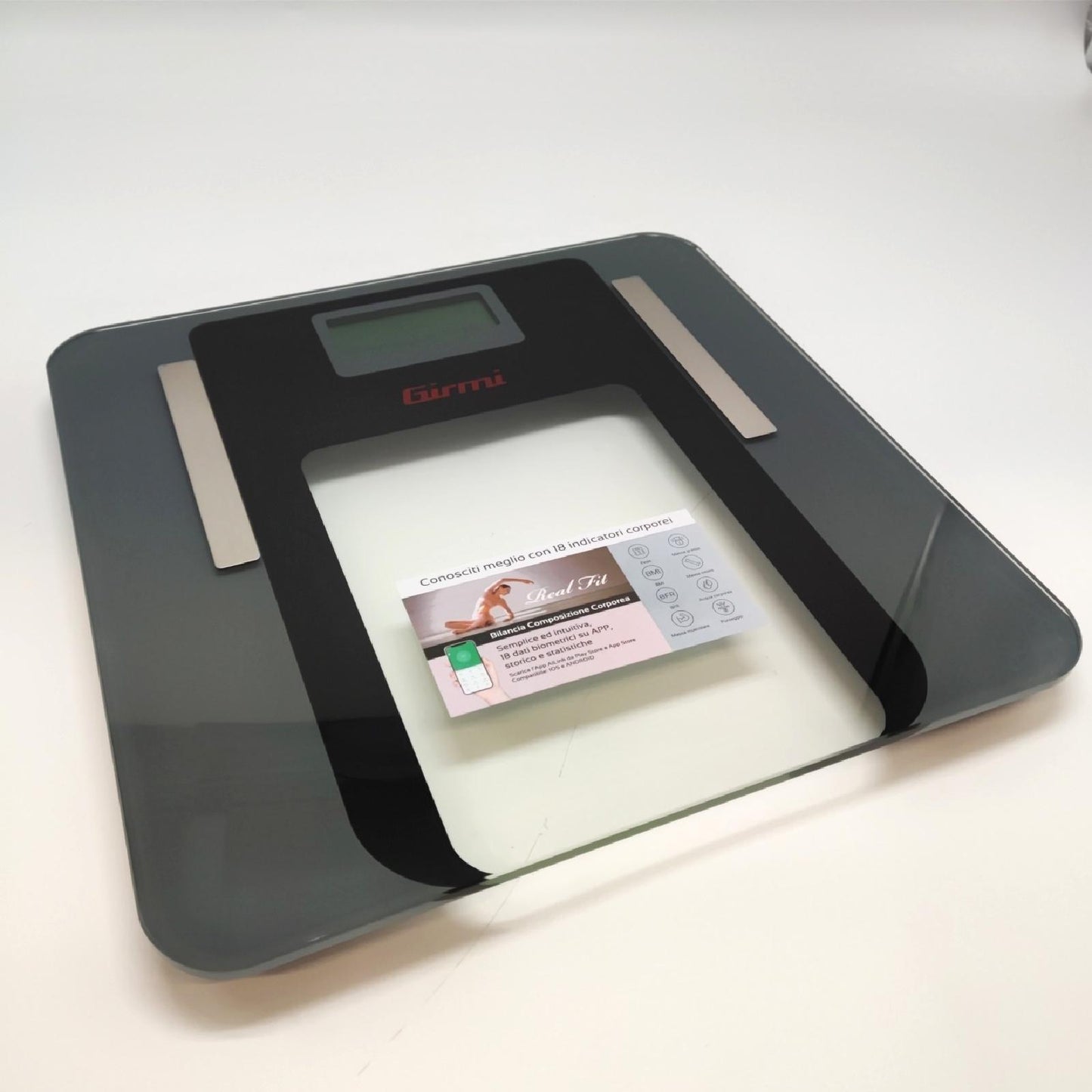 GIRMI BP75 Körperwaage "Real Fit", 100g/180kg, mit App, gehärtetes Glas