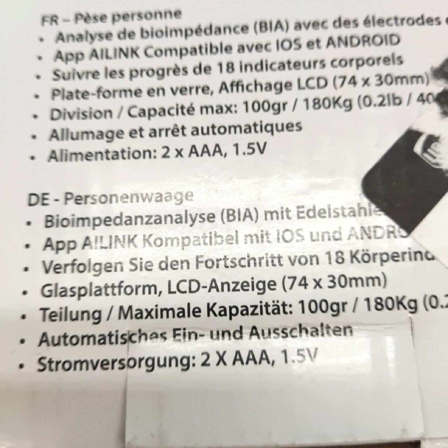 GIRMI BP75 Körperwaage "Real Fit", 100g/180kg, mit App, gehärtetes Glas