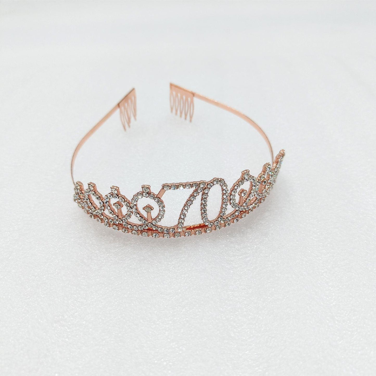 SZHUIHER Rosa Gold 70 Geburtstag Band Tiara Frauen Diadem Hochzeit Party Haarschmuck