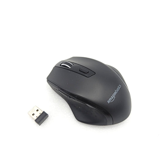 Amazon Basics Ergonomische kabellose USB Maus - DPI einstellbar - Schwarz