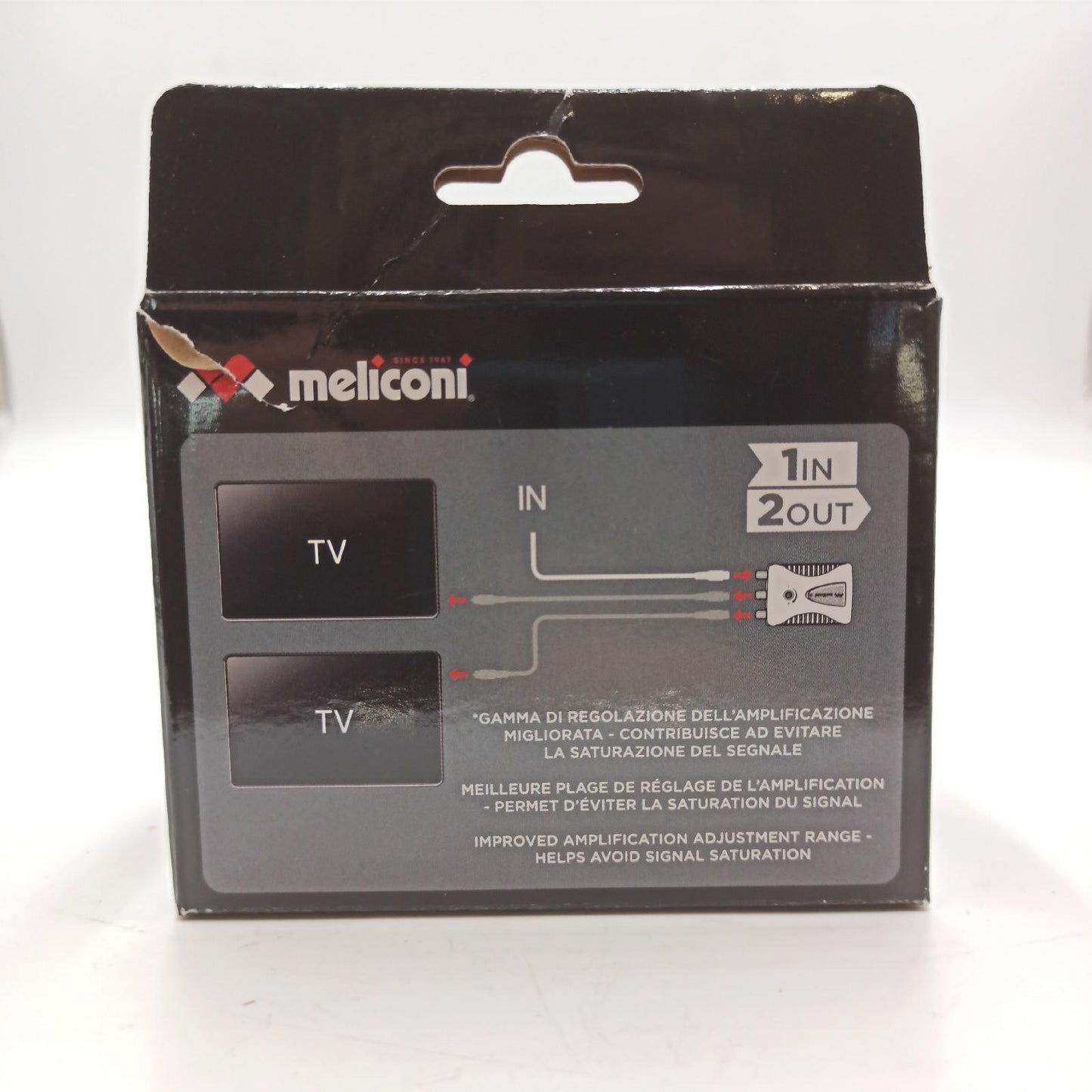 Meliconi AMP200, TV-Antennenverstärker, Digitaler 2-Wege-Signalverstärker, 220V Direktstromversorgung, LTE-Filter