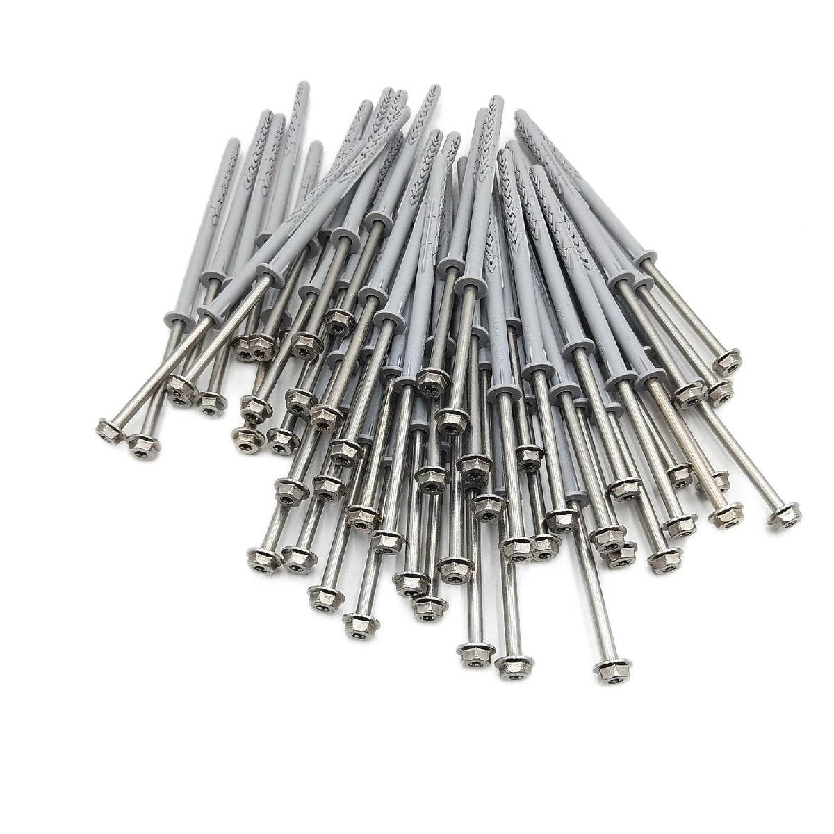 fischer Langschaftdübel SXRL 10 x 160 FUS R, Dübel mit Sechskantschraube & angeformter U-Scheibe aus nicht rostendem Stahl, Nylondübel für die Befestigung von Metallkonstruktionen, 50 Stück