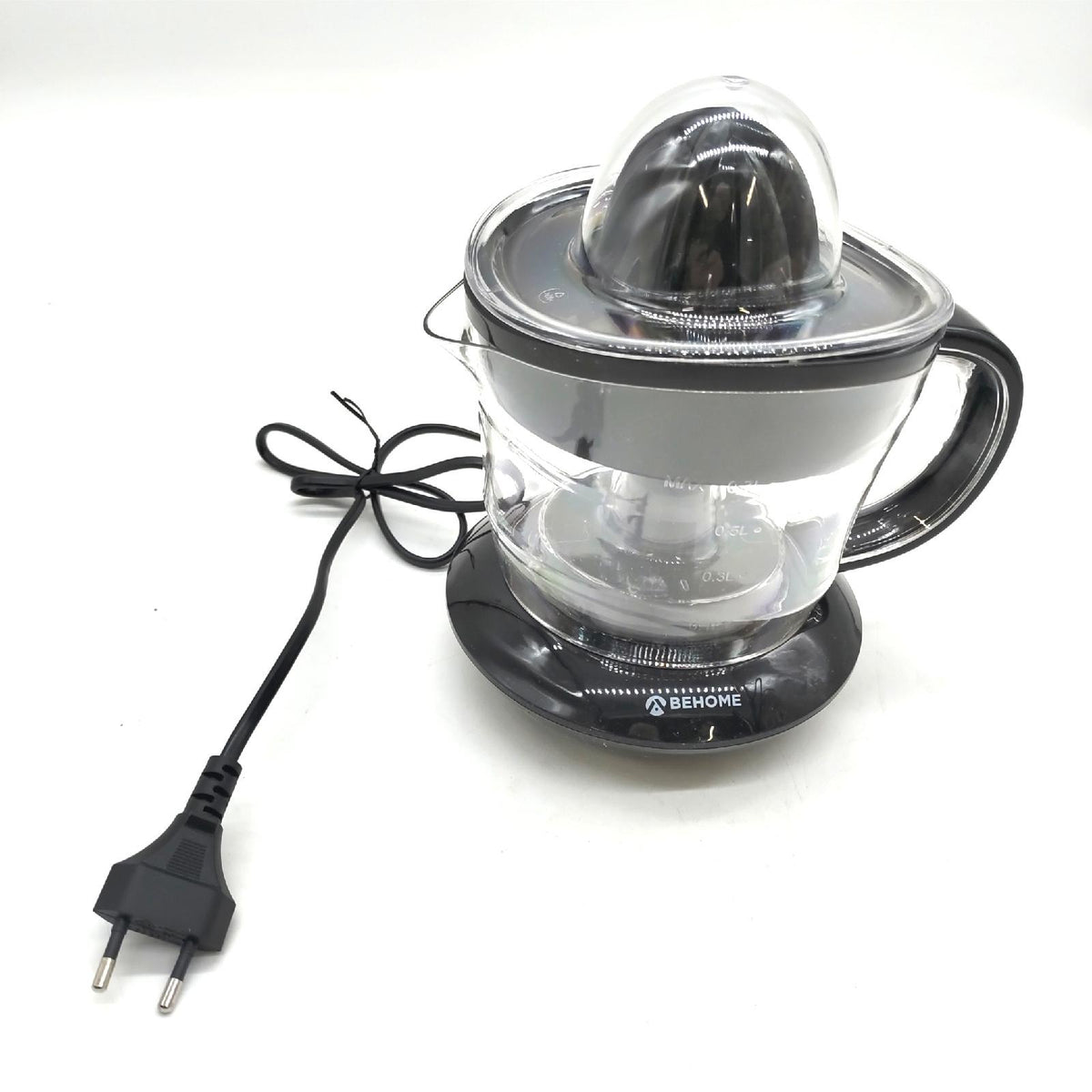 Behome elektrische Zitruspresse 700ML Edelstahl Saftpresse mit 2 Kegeln 2 Drehrichtungen schwarz