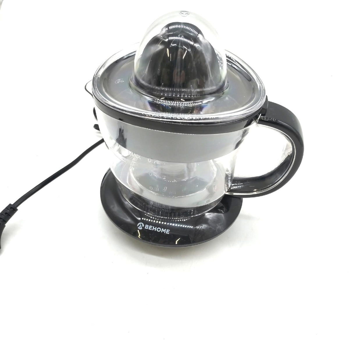 Behome elektrische Zitruspresse 700ML Edelstahl Saftpresse mit 2 Kegeln 2 Drehrichtungen schwarz