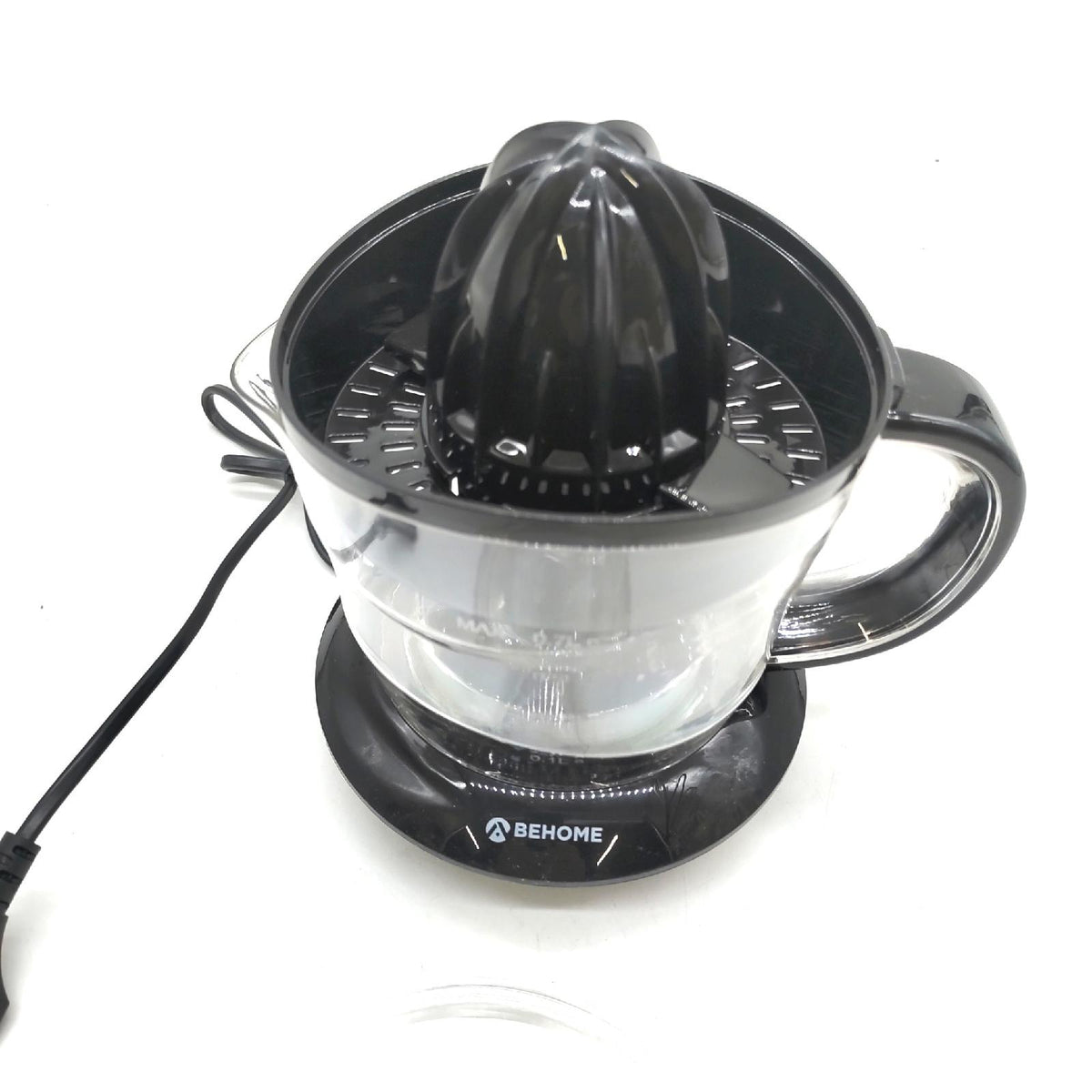 Behome elektrische Zitruspresse 700ML Edelstahl Saftpresse mit 2 Kegeln 2 Drehrichtungen schwarz