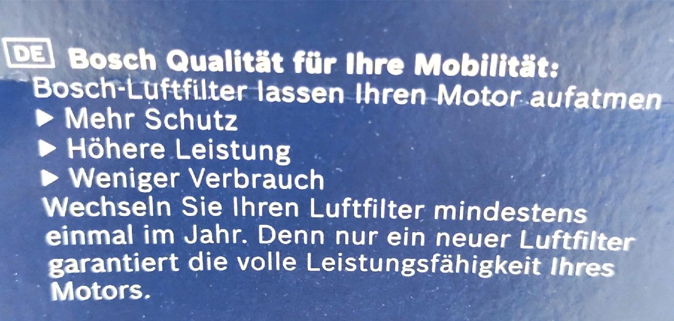 Bosch Luftfilter Auto Zubehör S3099 Effizient Saubere Luft Hohe Reißfest