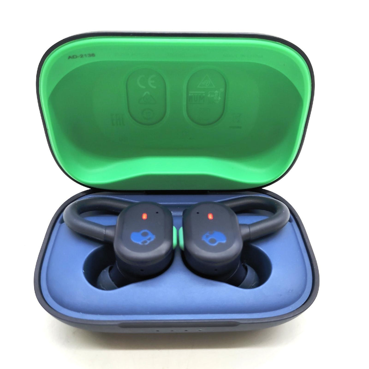 Skullcandy Push Active Kabelloser In-Ear Kopfhörer  43 Std. Akkulaufzeit  Skull-iQ  Alexa-Unterstützung  Mikro  Kompatibel mit iPhone  Android und Bluetooth-Geräten - Dunkelblau/Grün