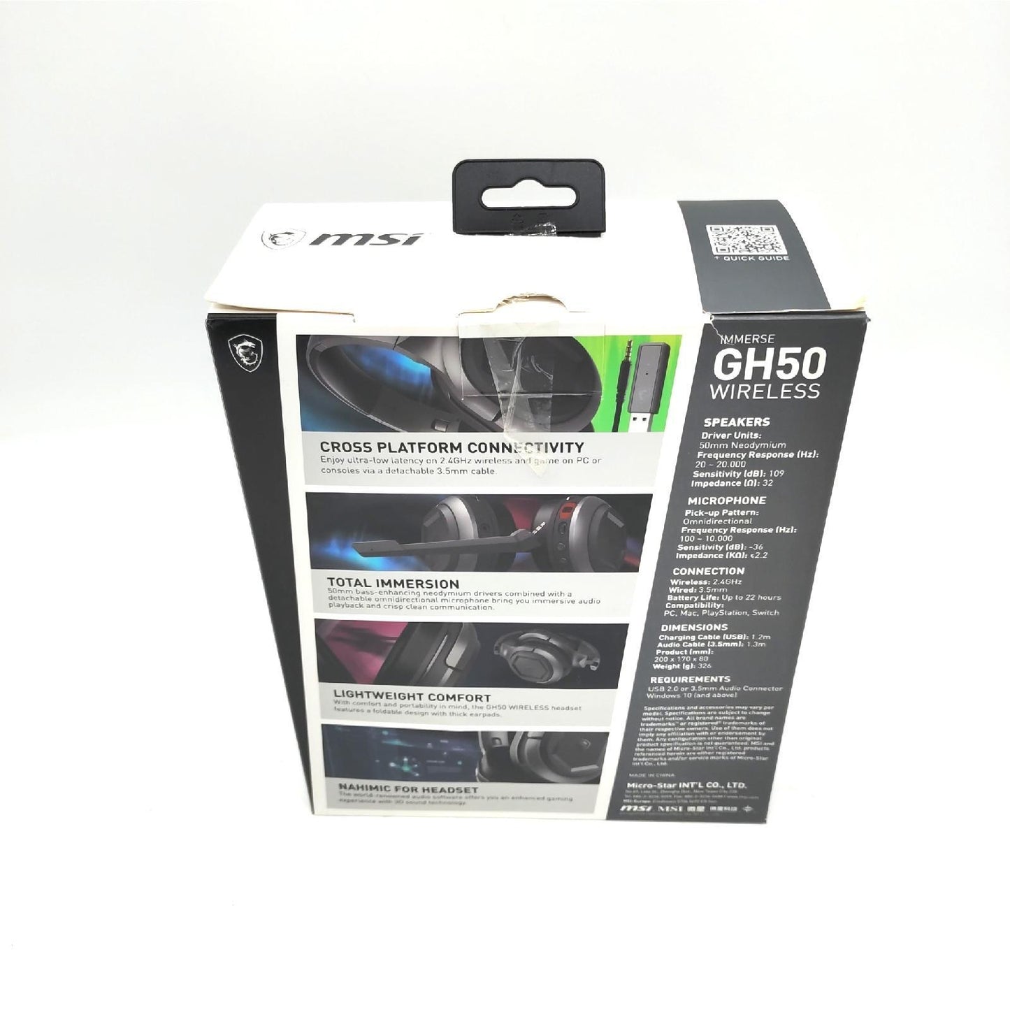 MSI Immerse GH50 Wireless Gaming Headset Abnehmbares Mikrofon Unvollständig Lieferumfang