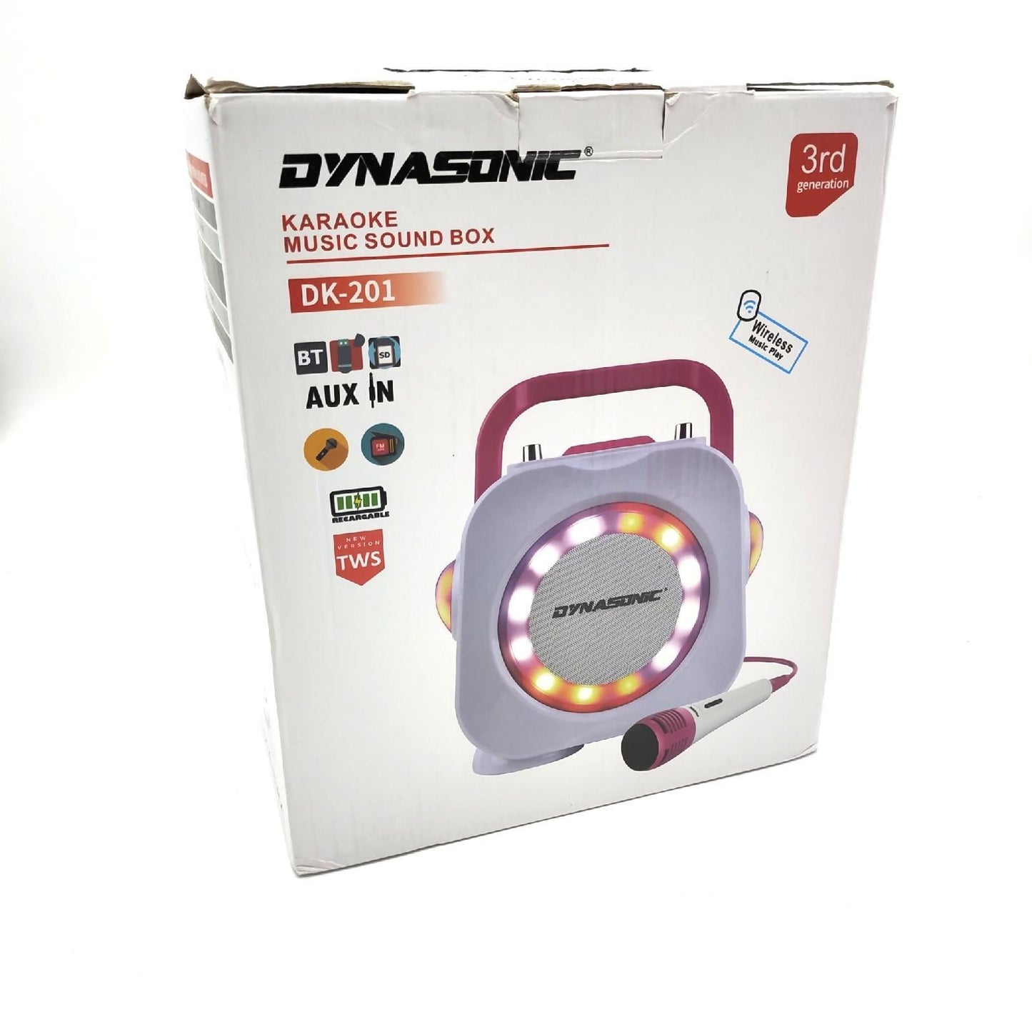 DYNASONIC Karaoke mit Mikrofon, Original Geschenke für Kinder Mädchen, Sprecher, Spielzeug Mädchen (DK-201 Pink)