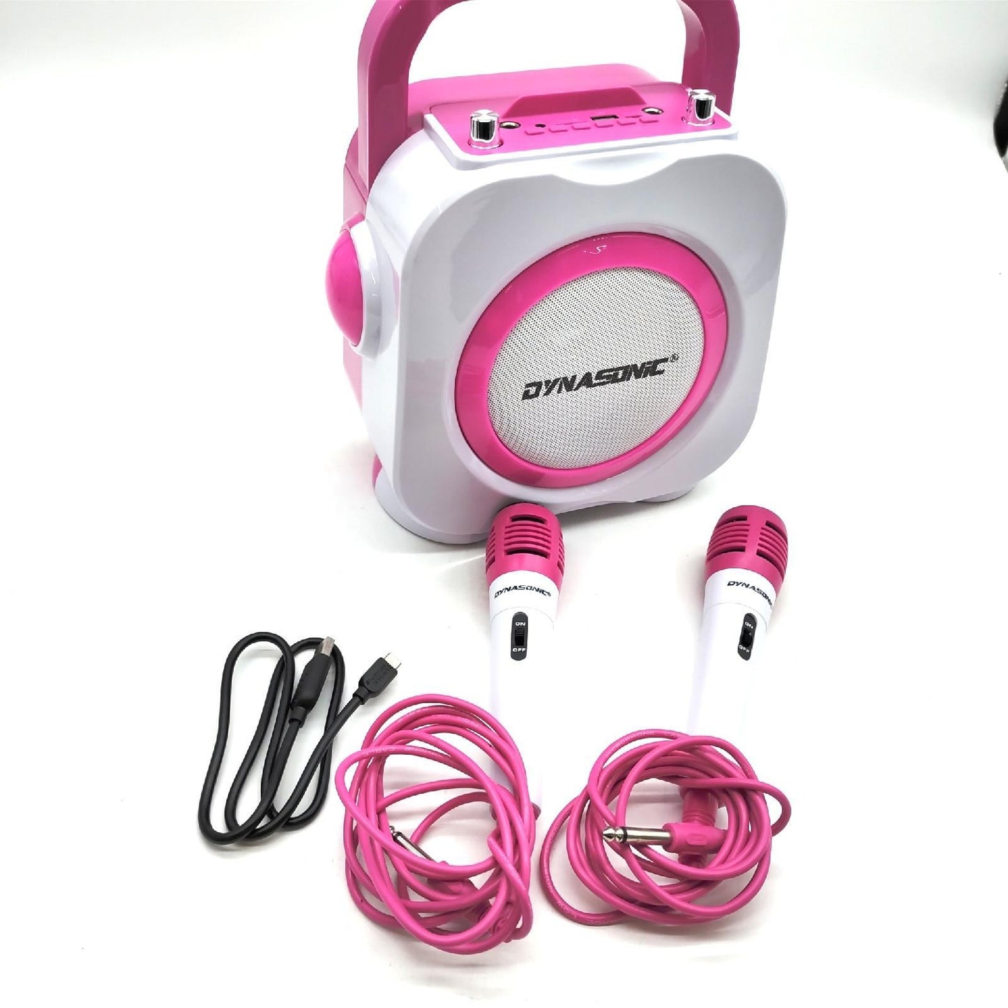 DYNASONIC Karaoke mit Mikrofon, Original Geschenke für Kinder Mädchen, Sprecher, Spielzeug Mädchen (DK-201 Pink)