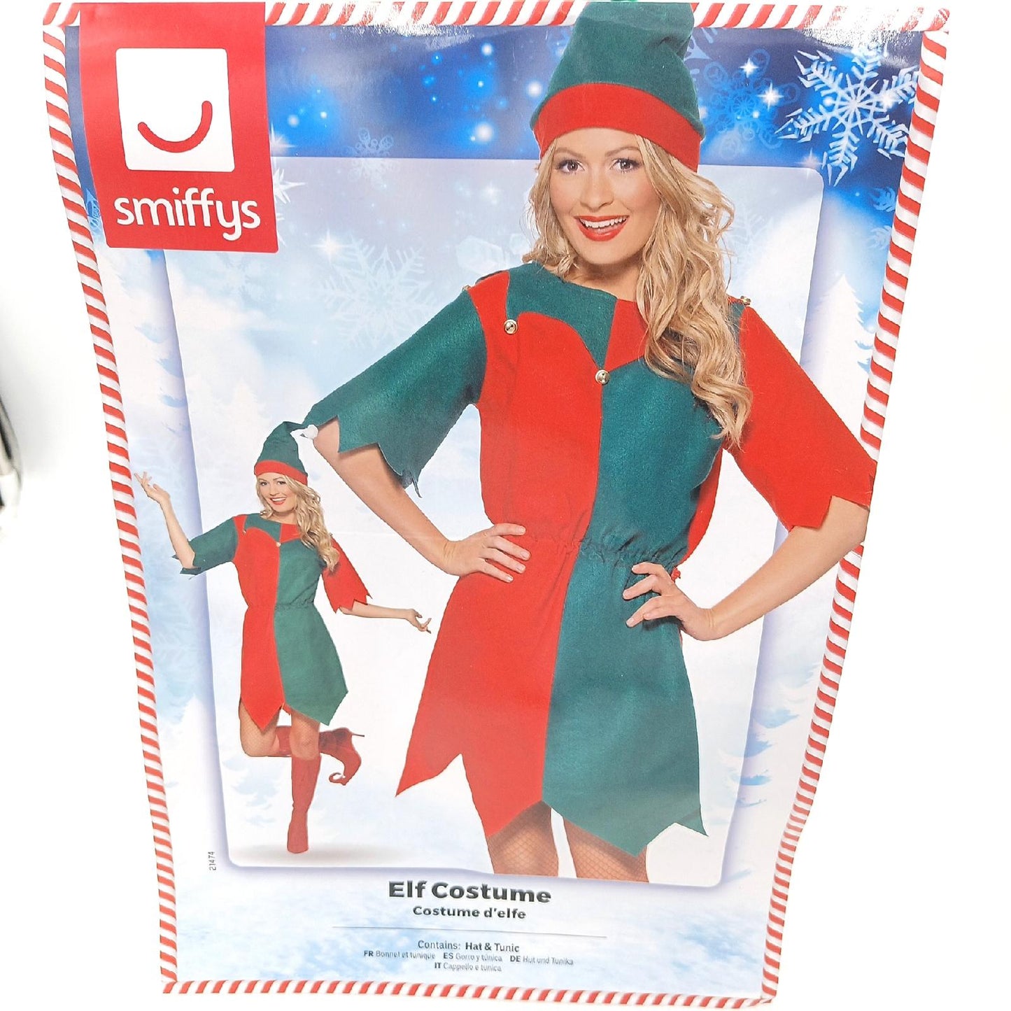 Smiffys Elf Kostüm Karneval Weihnachten M Größe Erwachsene Festlich Party Spaß