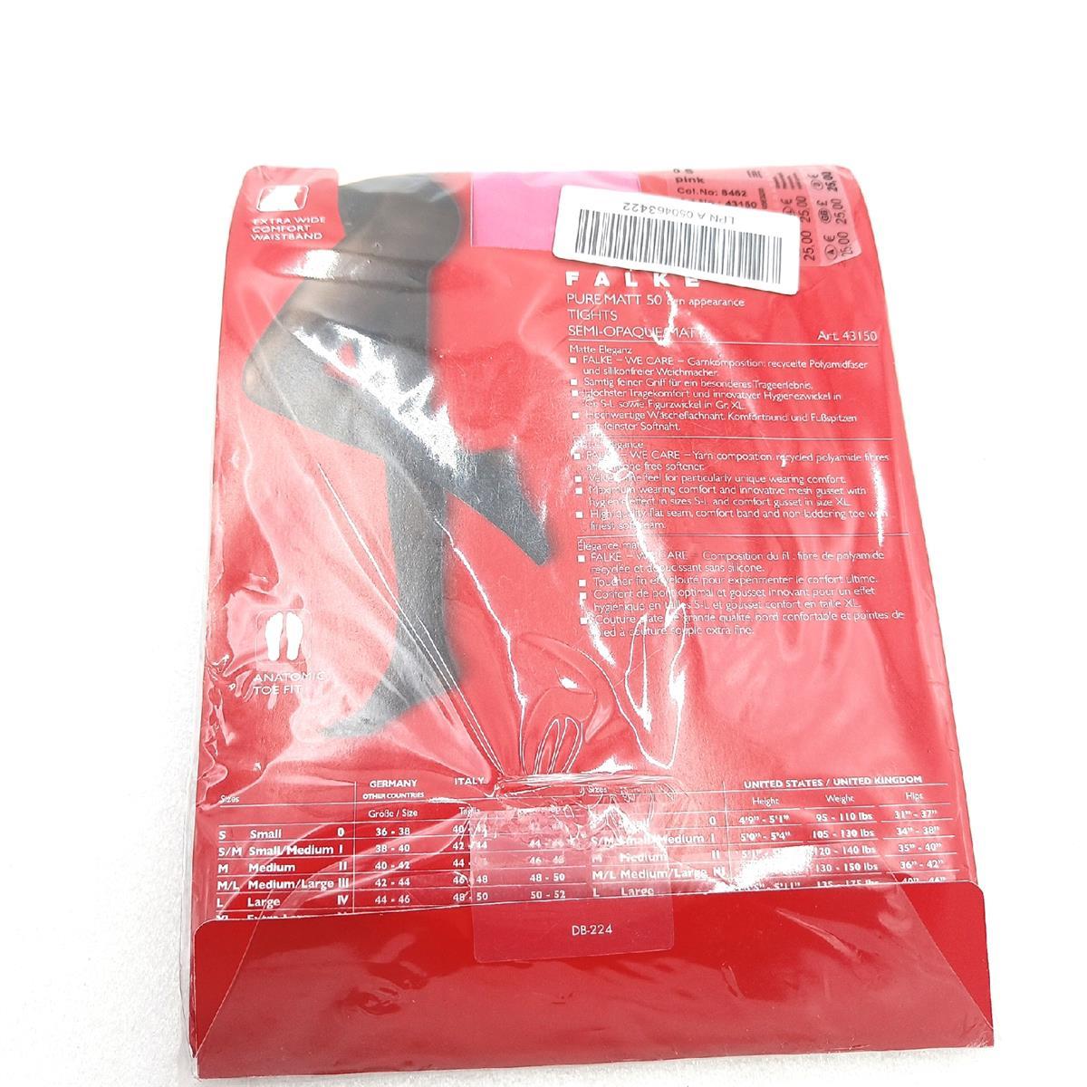 FALKE Damen Pure Matt 50 DEN Strumpfhose halb blickdicht matt reißfest druckfreier Komfortbund Feinstrumpfhose verstärkte Fußspitze feiner Naht feines weiches WE CARE Material 1 Stück  Rosa Pink 8462  S