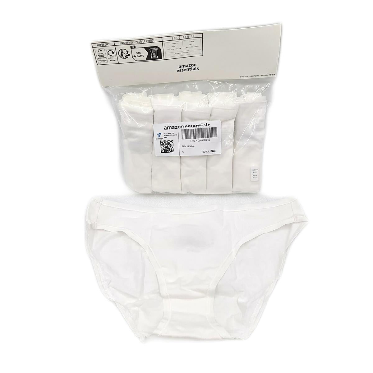 Amazon Essentials Damen Unterwäsche Bikini Slips Baumwolle in Übergröße erhältlich  10er Pack  Weiß  38