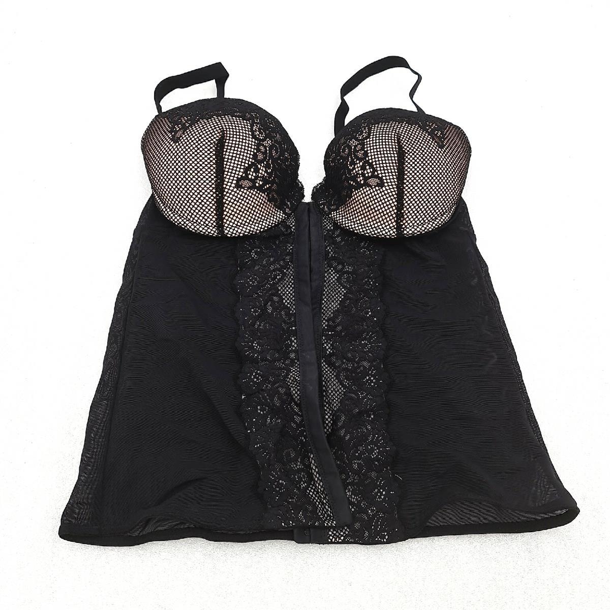 Iris & Lilly Damen Korsett aus Spitze  Schwarz  75D
