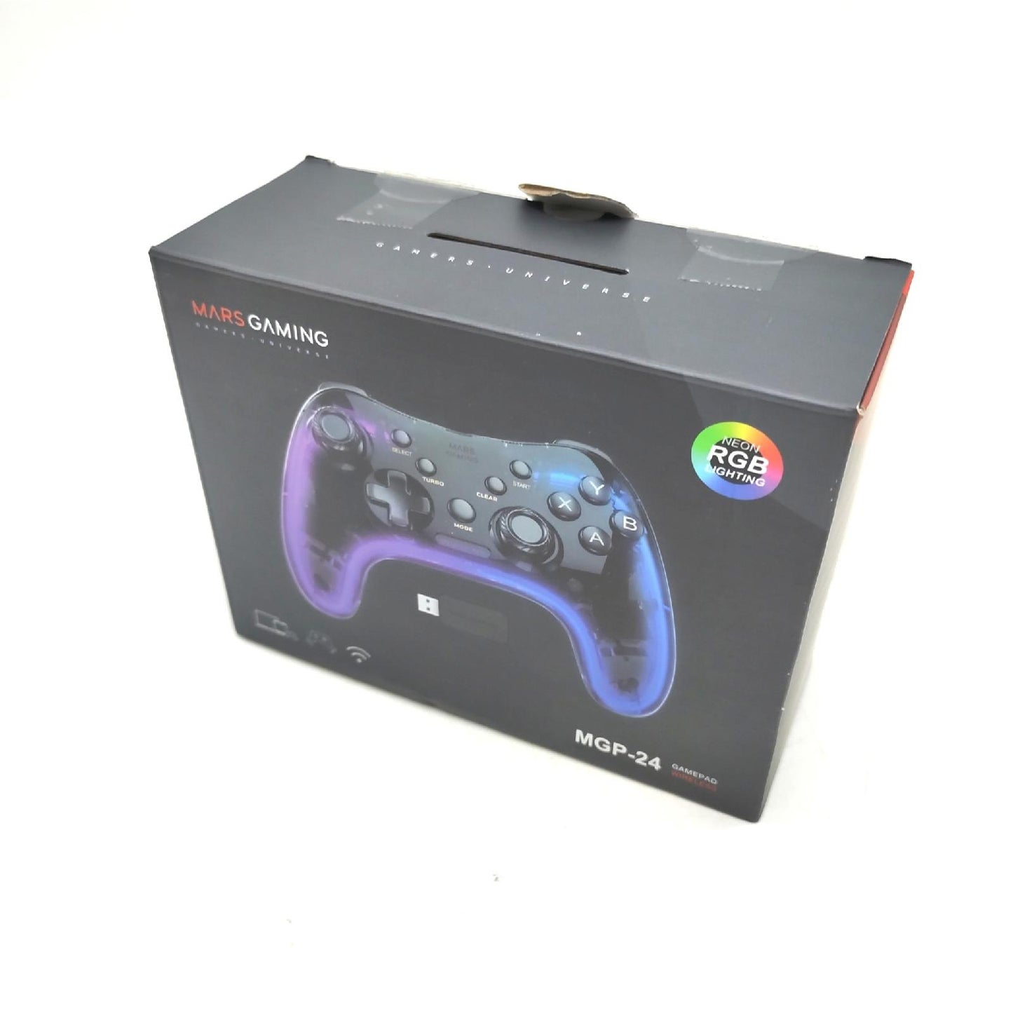 MarsGaming Wireless Controller Gamepad MGP 24 Gamer RGB Neon Dual Haptic Vibration Analog Jo